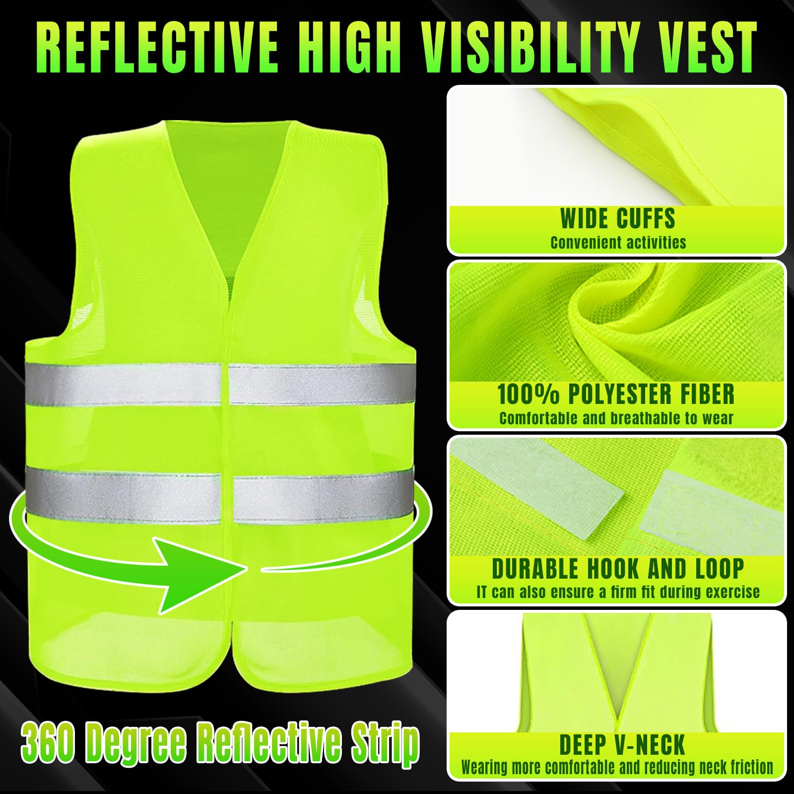 6 Chaleco Reflectante Homologado Set, Chalecos Reflectantes Seguridad, Reflectantes para Coche, de Seguridad de Alta Visibilidad para Conductor, Limpiadores - 4