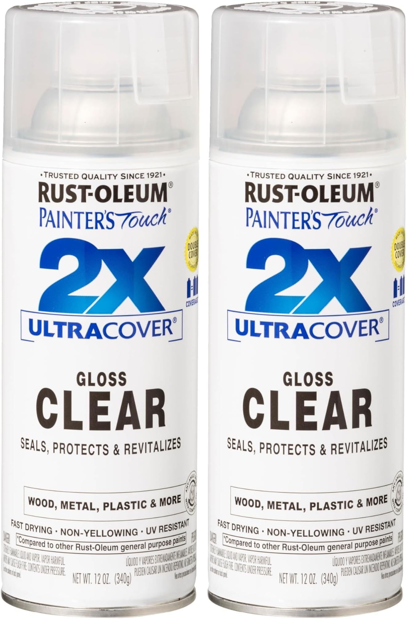 Rust-Oleum249117 Painter's Touch 2X Ultra Cover Spray Paint, 12 oz, Gloss Clear (Pack of 2)