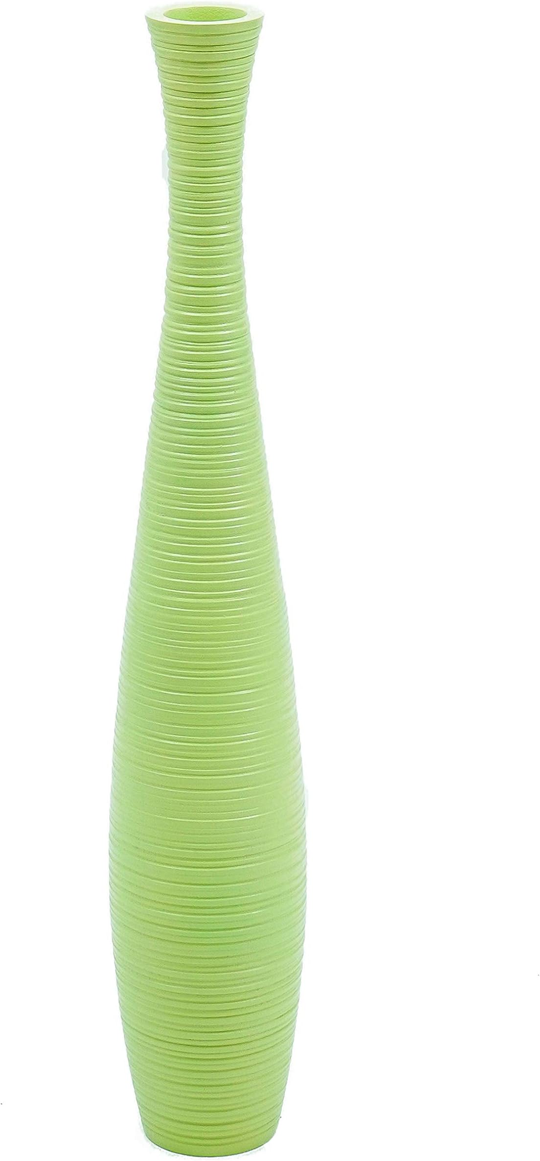 Leewadee Large Green Home Decor Floor Vase - Wooden 26 inch Tall Farmhouse Decor Flower Holder for Fake Plant and Pampas Grass