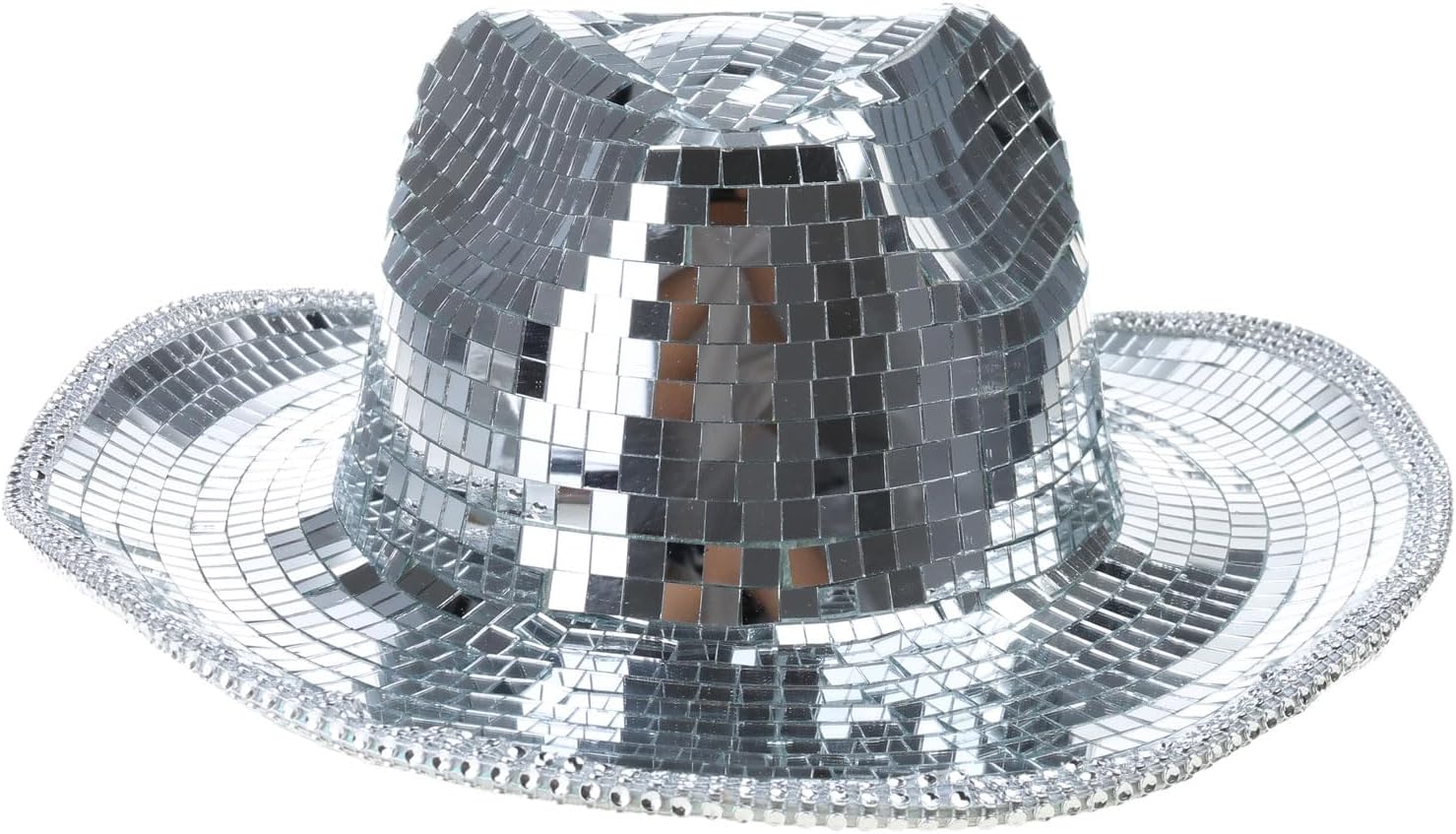 Glass Cap Fashion Cowboy Hat Glittering DjHat for Adult Unisex Dance Bachelorette Party Disco Ball Club Party Unique