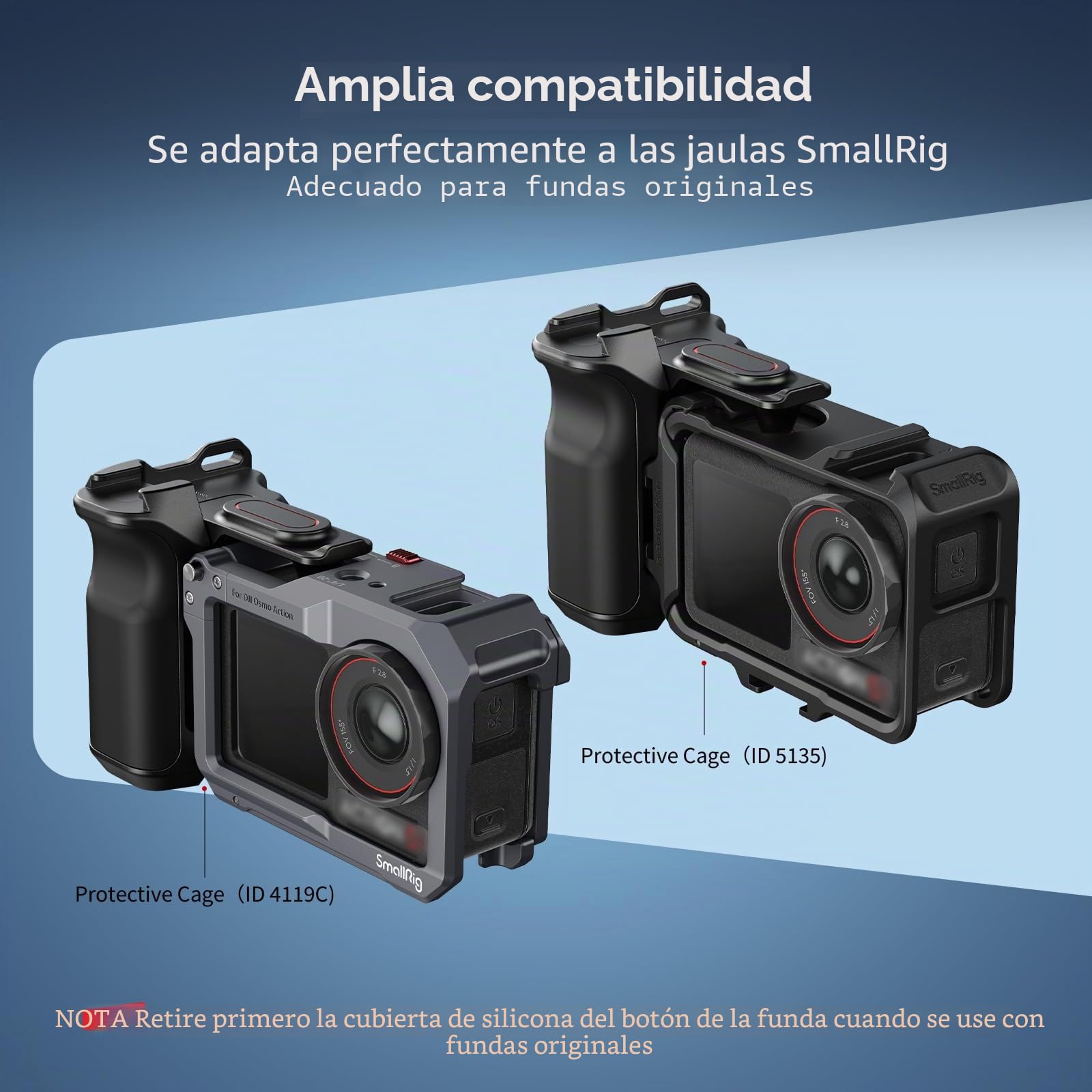 SMALLRIG Empuñadura para Fotografía Callejera para dji Osmo Action 5 pro/4/3, Liberación Rápida, Botón de Disparo, Zapata Fría, Correa de Muñeca, Roscas 1/4", para Jaulas dji y SmallRig - 5826