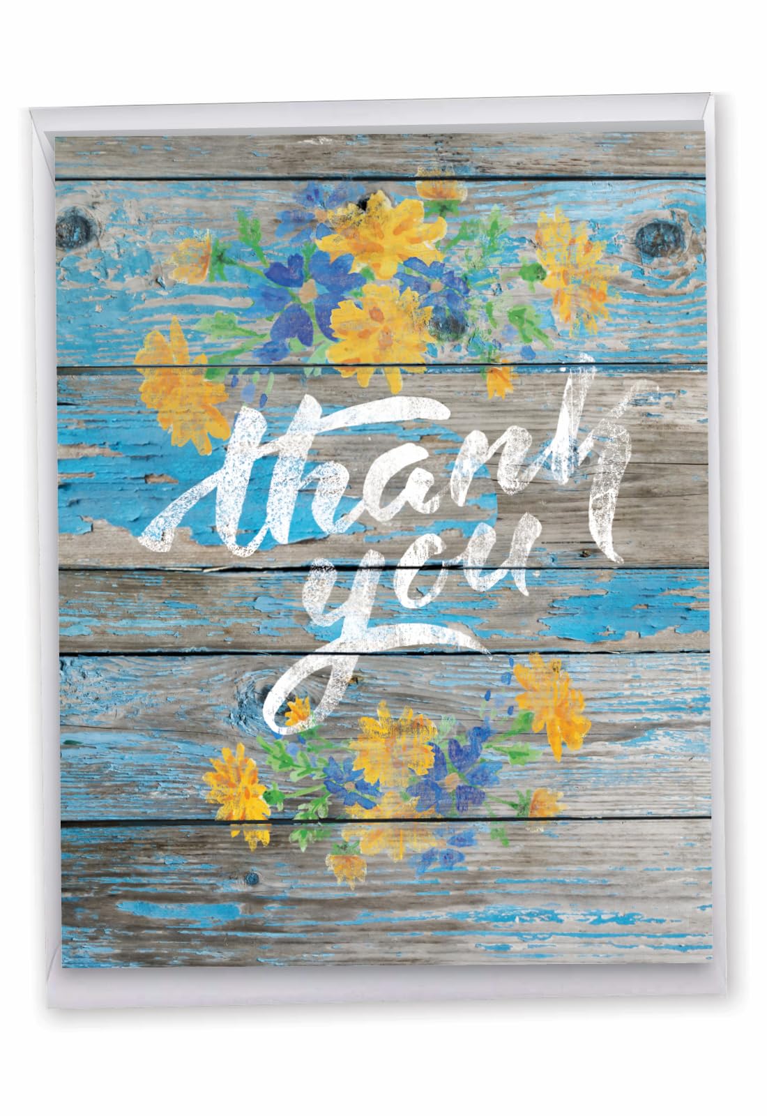 Best Card Co 1 Jumbo Thank You Cards 8x11 Inch Group Card for Showing Thanks, Appreciation Blooming Driftwood for Men and Women J6108CTYG