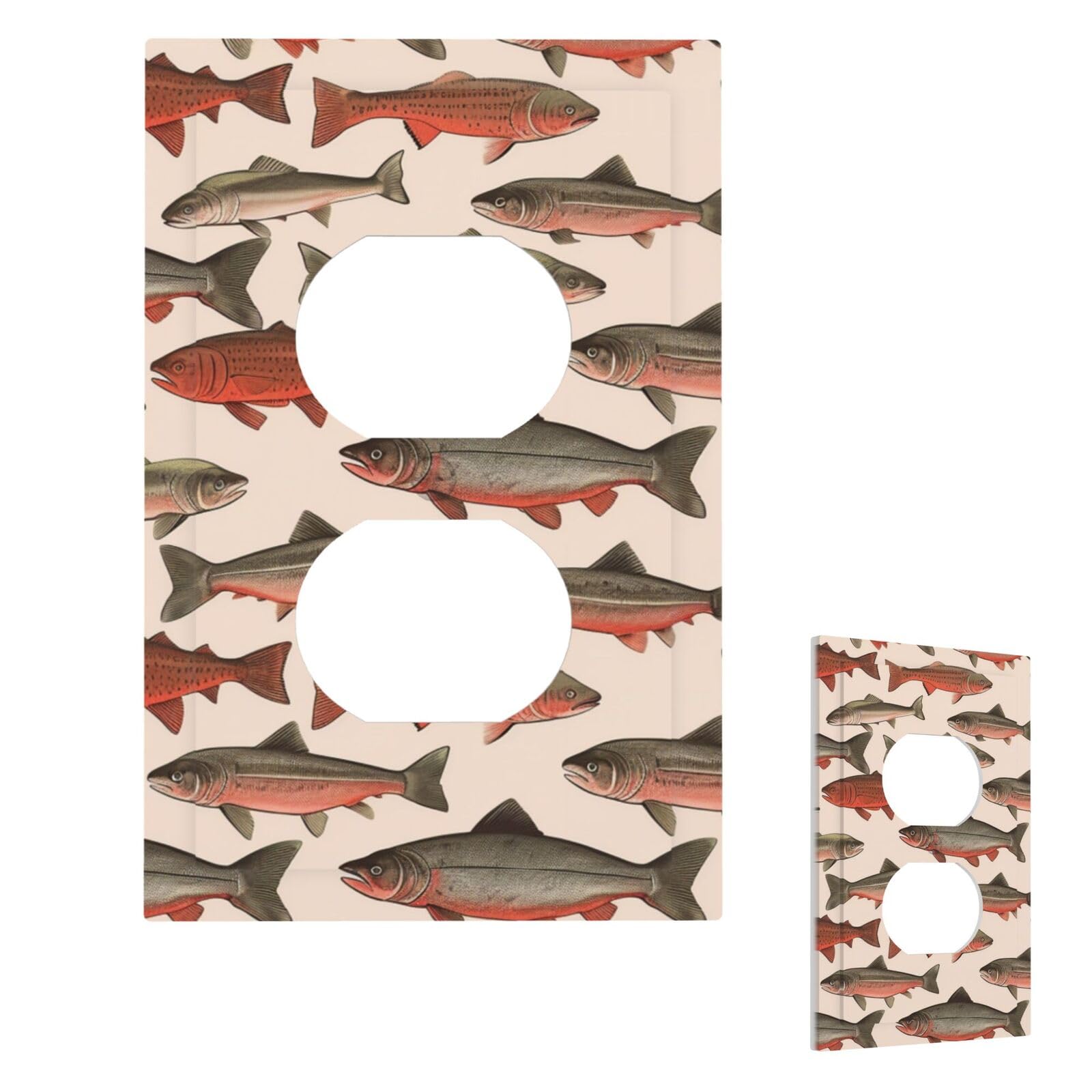 Fekiloot Duplex Salmon Wall Plate Cover Modern Decorative 1 Gang Light Switch Cover Unbreakable Receptacle Outlet Covers For Living Room Bedroom Home Decor