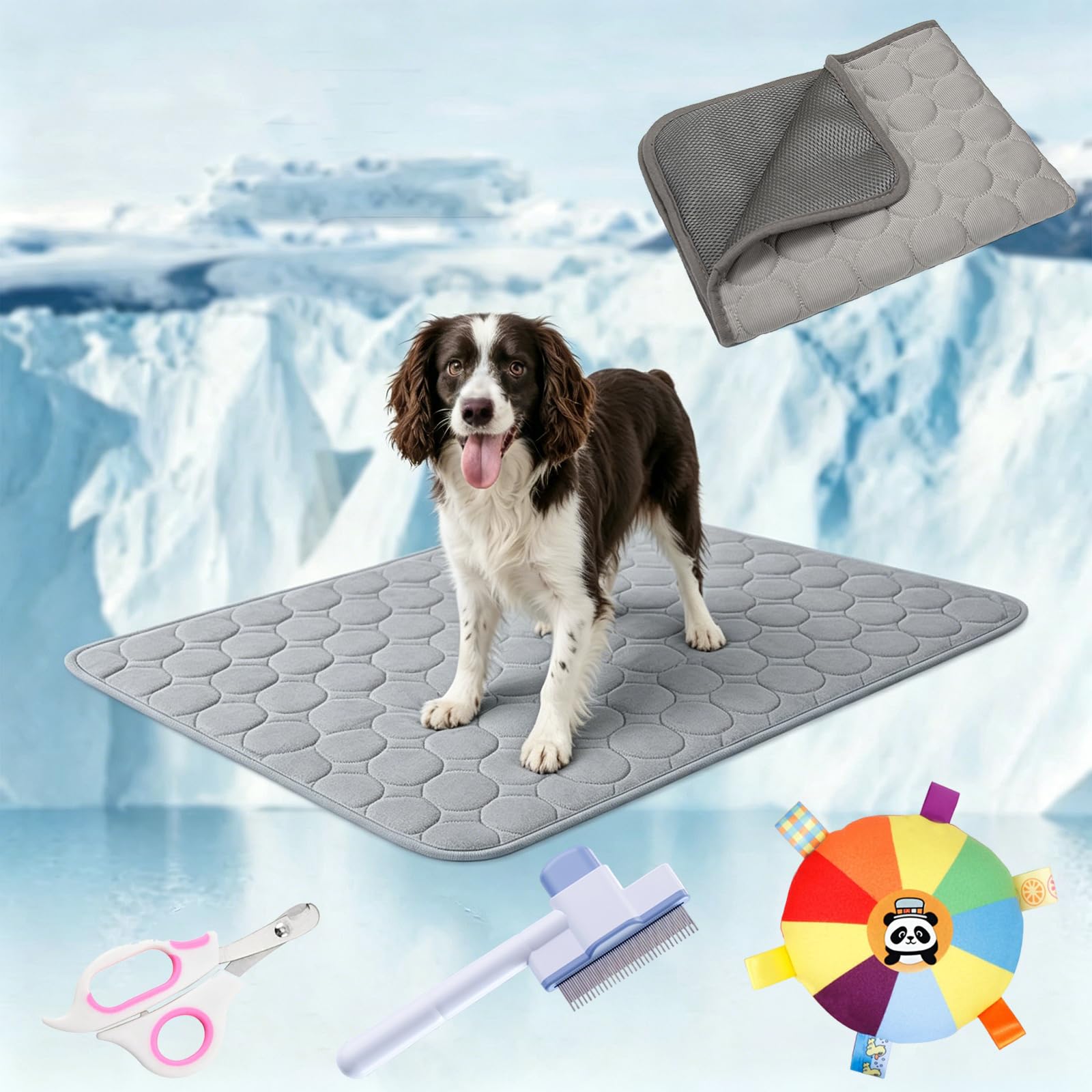 ELMVAR Cooling Mat for Dogs, Washable Ice Silk Dog Cooling Pad, Materials Safe, Non Slip Arctic Cooling Dog Bed & Sleeping blanket Easy Clean Finally Keeps Their Dogs Cool, Calm (Gray,XL)