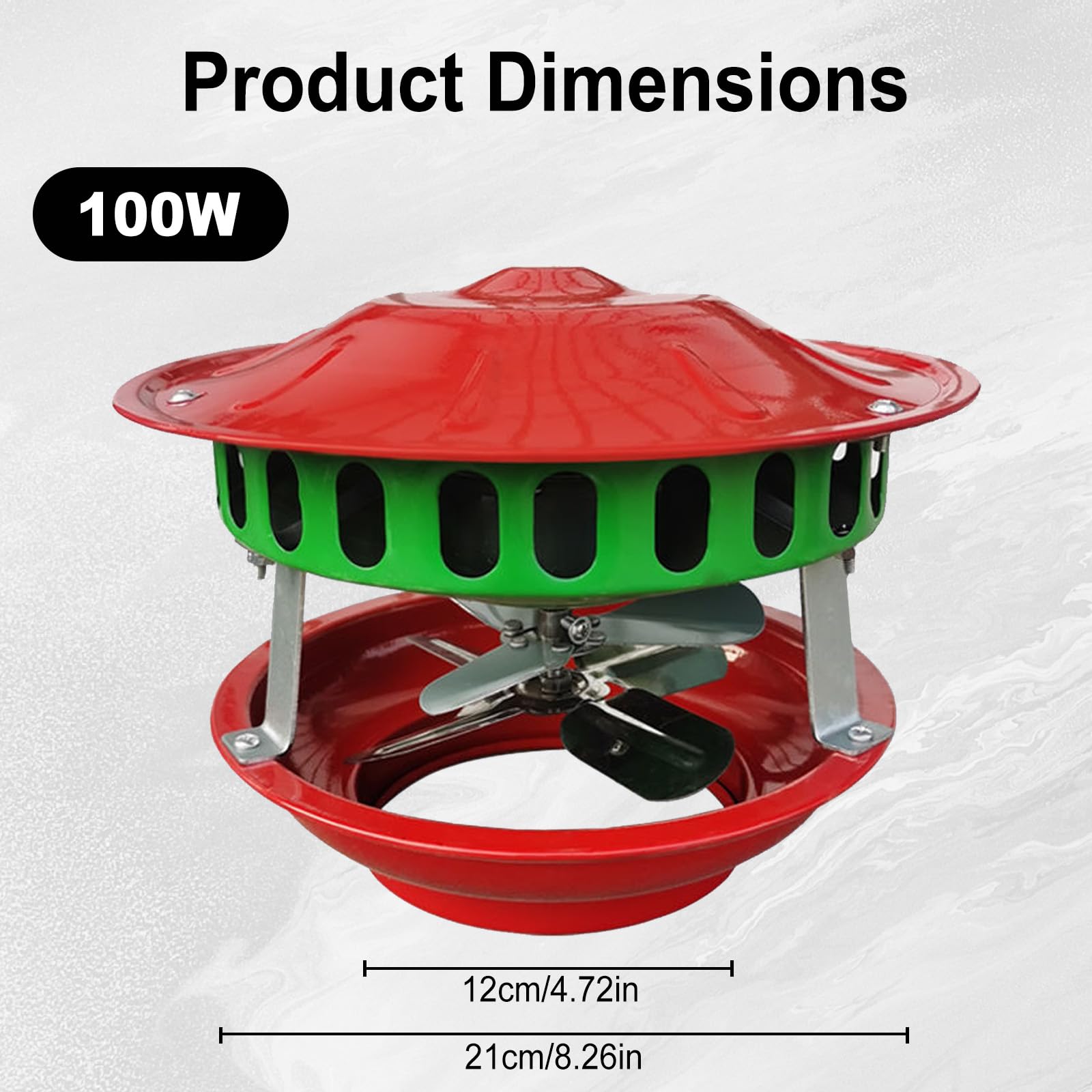 100W Rauchabzug Ventilator,Kamin Ventilator mit 7 Fächerblätter für 12-21cm Ventilator für Kamin & HolzofenKaminventilator Metall Rauchabzug,Geräuscharmer Schornsteinventilator
