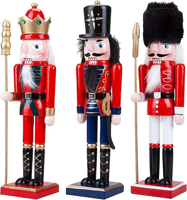 PMS VFM - Nutcracker Christmas Decorations, Set of 3, Classic Wooden Trio, Highly Detailed, Traditional Xmas Soldiers, Festive Free Standing Painted Figures, Size: 61cm