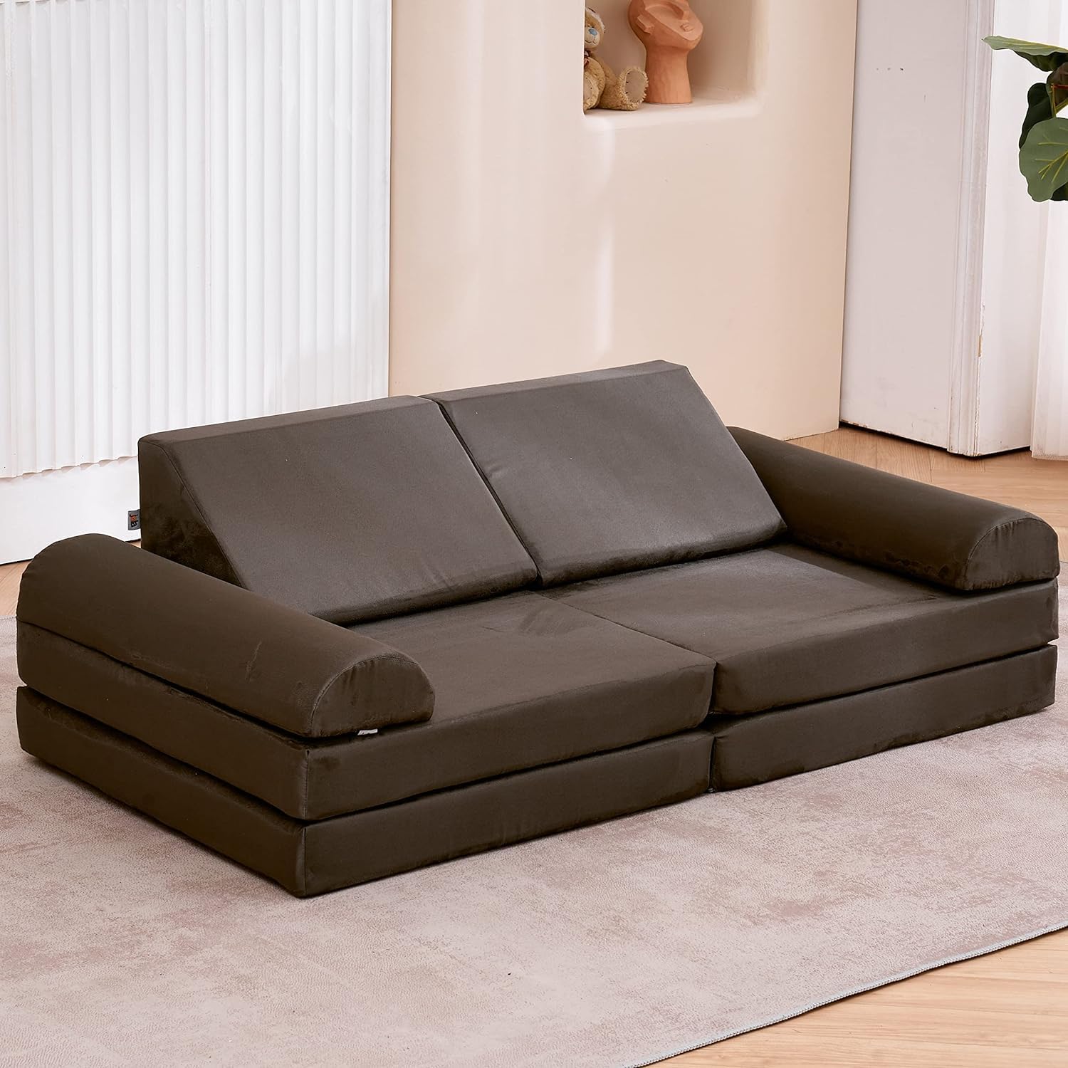 jela Kinder Spielsofa, Kindersofa aus Schaumstoff Bausteine Kindercouch Kindersofa Fancy Spielsofa einen aufregenden Indoor-Spielplatz für das Kinderzimmer (Dark Grey)