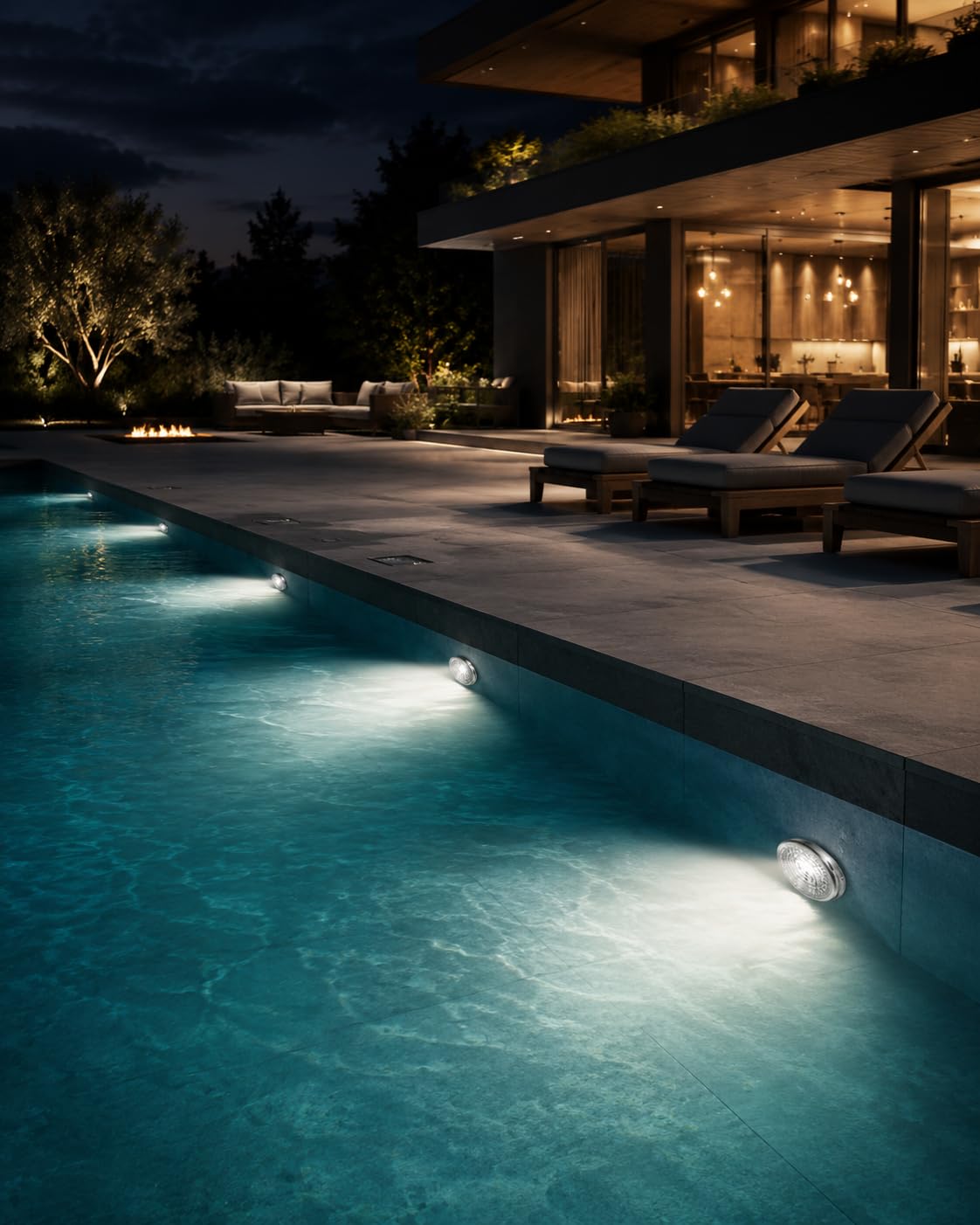 Foco Led Subacuático para Piscina PAR56 35W - Luz Blanca con Ángulo de 120°. IP68 Iluminación 12V CA/DC. Material estructura: Vidrio templado.
