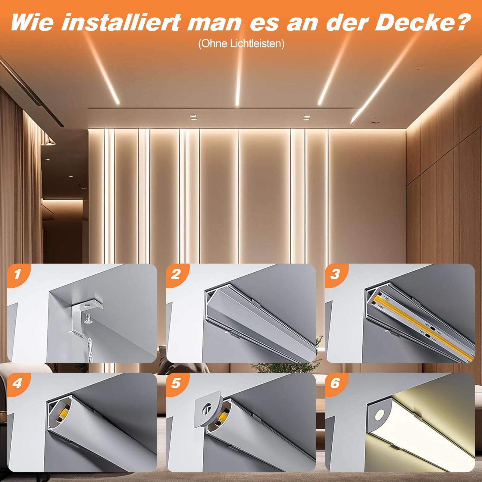 Perfil de aluminio para esquinas de LED, 12 unidades x 1 m, en forma de V, perfil LED para tiras LED de hasta 10 mm, barra de aluminio negro con difusor de canal, tapas finales, clip de montaje
