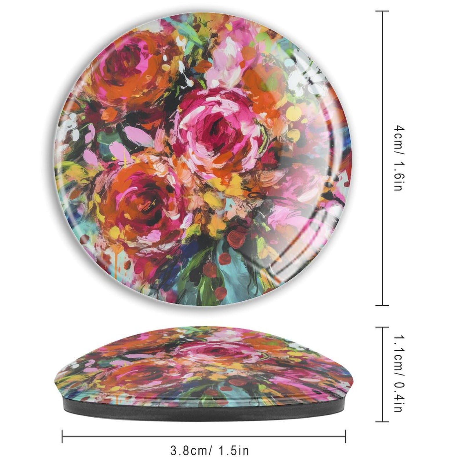 Helle florale rosa Rose bunte Kühlschrankmagnete Glas niedliche Magnete japanische lustige Magnete Luxus Whiteboard Tafelmagnete für Büro und Küche 4 Stück