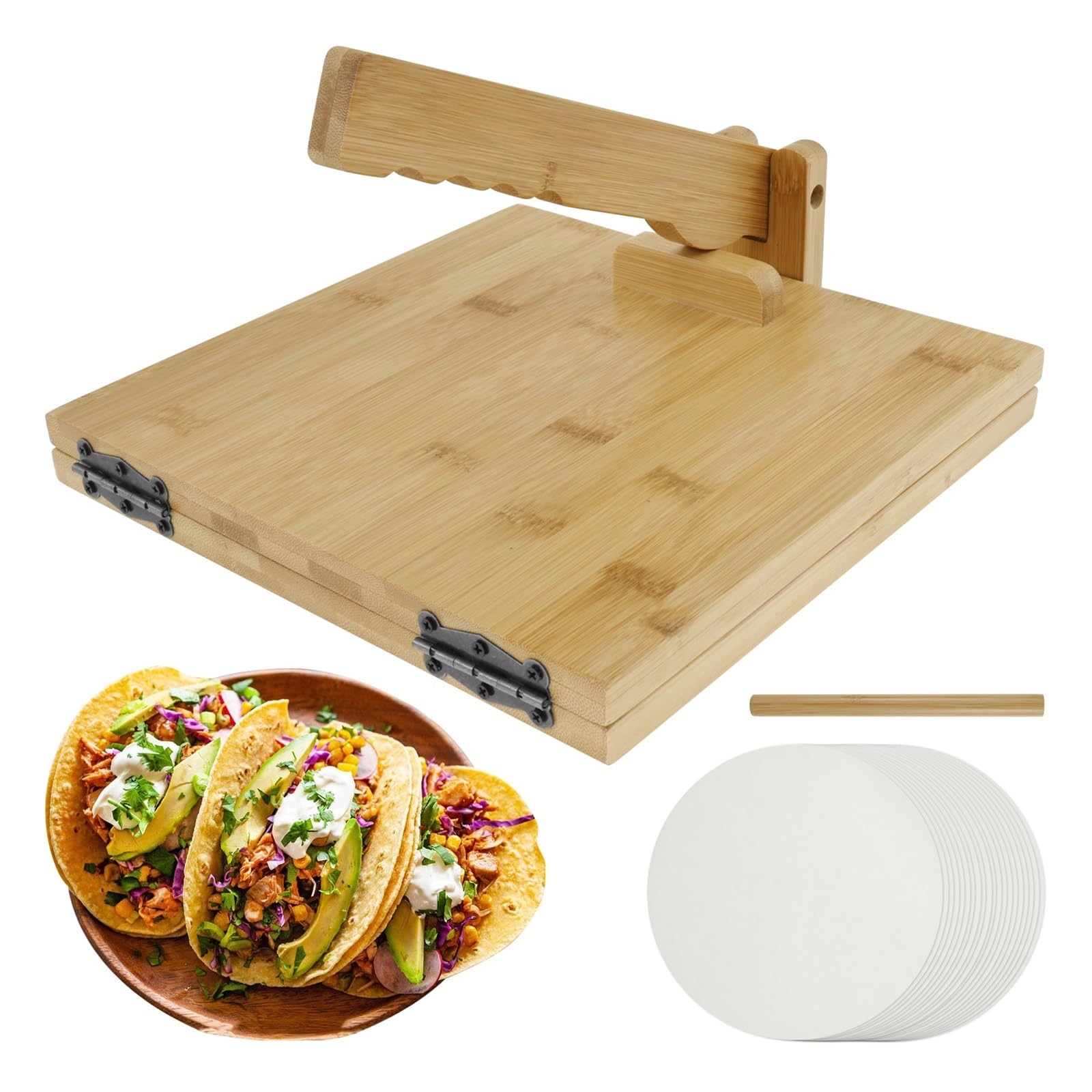 Pressa For Tortillas Manuale, Macchina For Tortillas Quadrata Con Mattarello, Strumento Girevole For Pressare L'impasto Della Tortilla Messicana