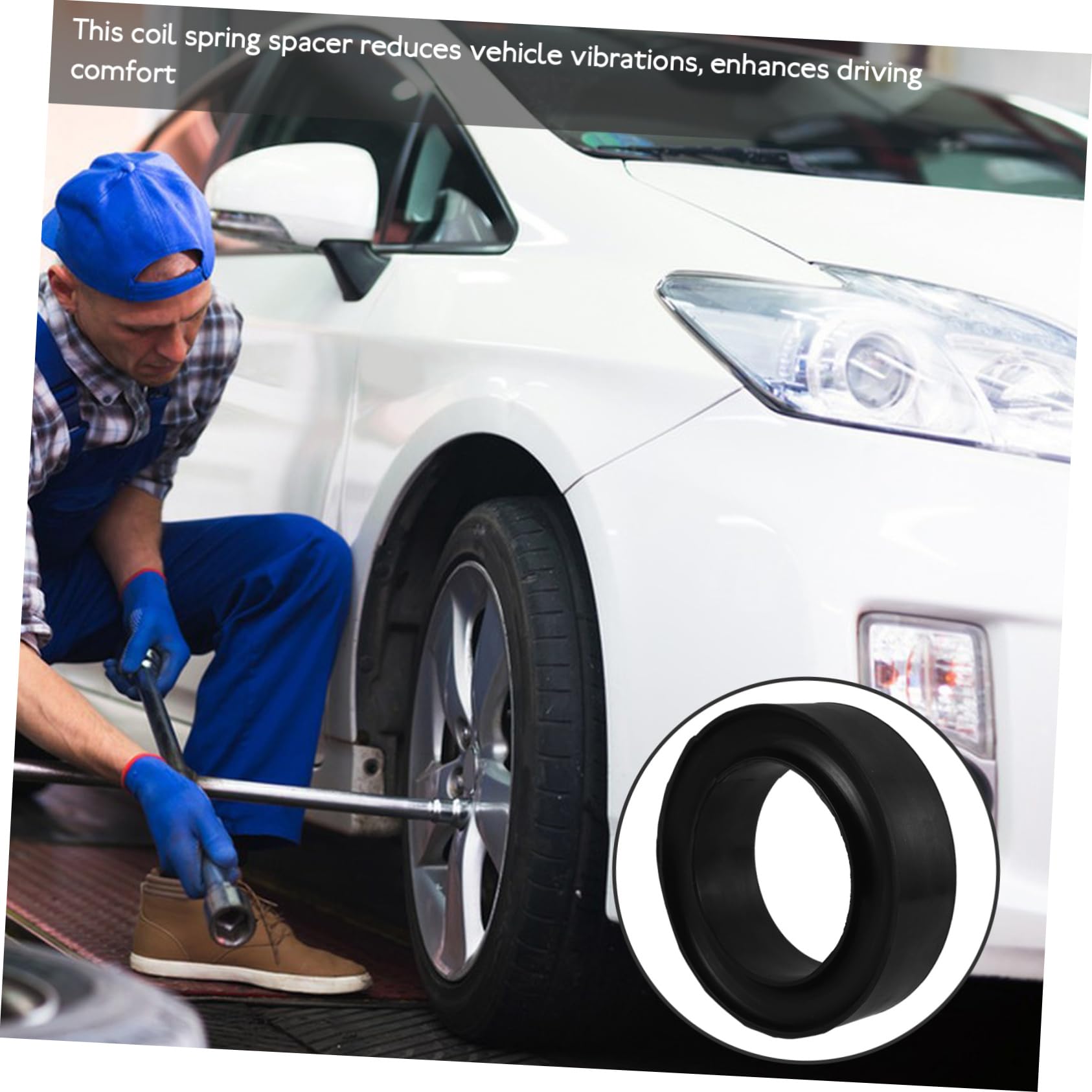 Entretoise Compatible Plupart des Véhicules des Rebonds et Absorption des Chocs Caoutchouc Ronde pour Ressort Hélicoïdal de Voiture