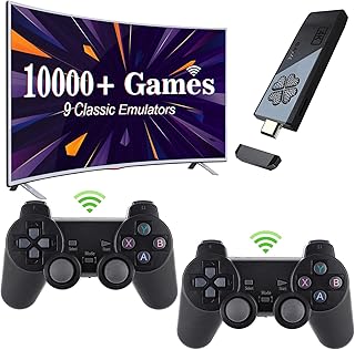 Wireless Retro Game Console, TV 4K High Definition HDMI Output, Plug and Play Video Game Built in 10000+ Games with Dual 2.4G Wireless Controllers, 9 Classic Emulators (64G)