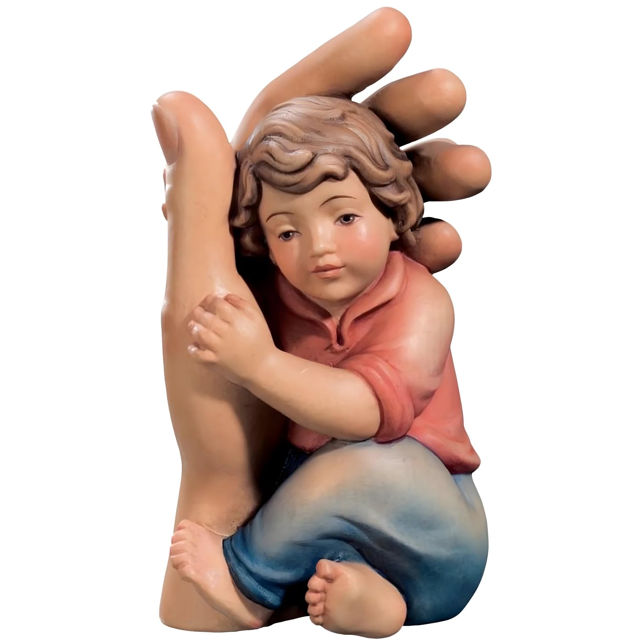 Guardian Angel Statue with Boy - Painted, Dolfi