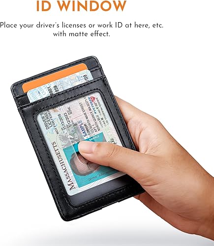 Miniatura 4 de Buffway Billetera delgada para hombre minimalista bolsillo frontal de cuero con bloqueo RFID para trabajo y viajes Seattle Negro talla única atlanta