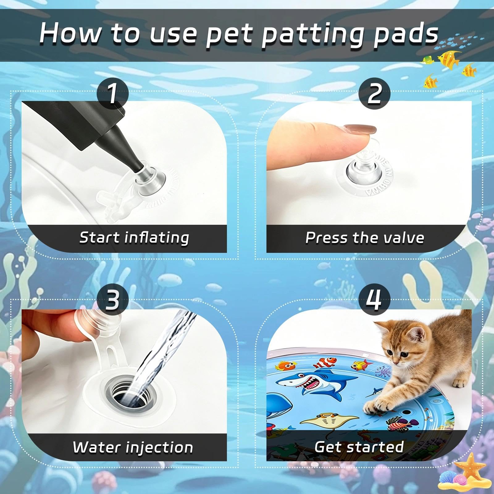 Wasserspielmatte für Katzen, Sensorische Wassermatte Katzen Haustiere, Spielmatte Kühlmatte Hunde, Katzenspielzeug
