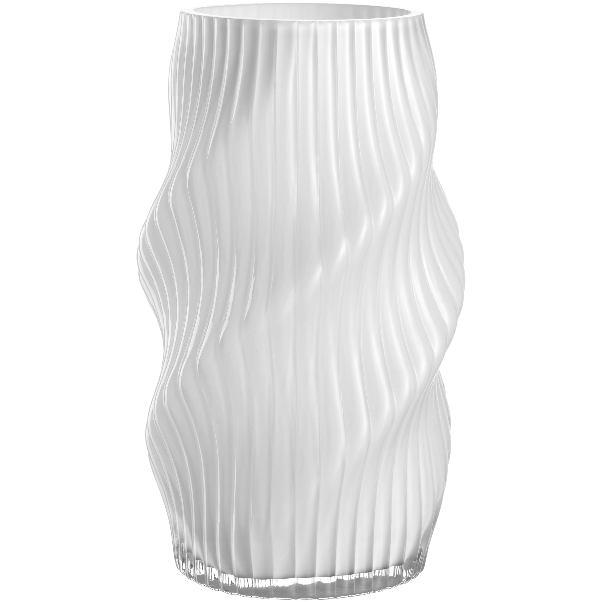LEONARDO HOME Verdi Vase • 1 Stück • Kunstvolle Blumenvase für Tischdeko • Hingucker durch geschwungenes Design • Glasvase für Blumensträuße • Elegantes Tischaccessoire • Höhe 30 cm • weiß • 055276