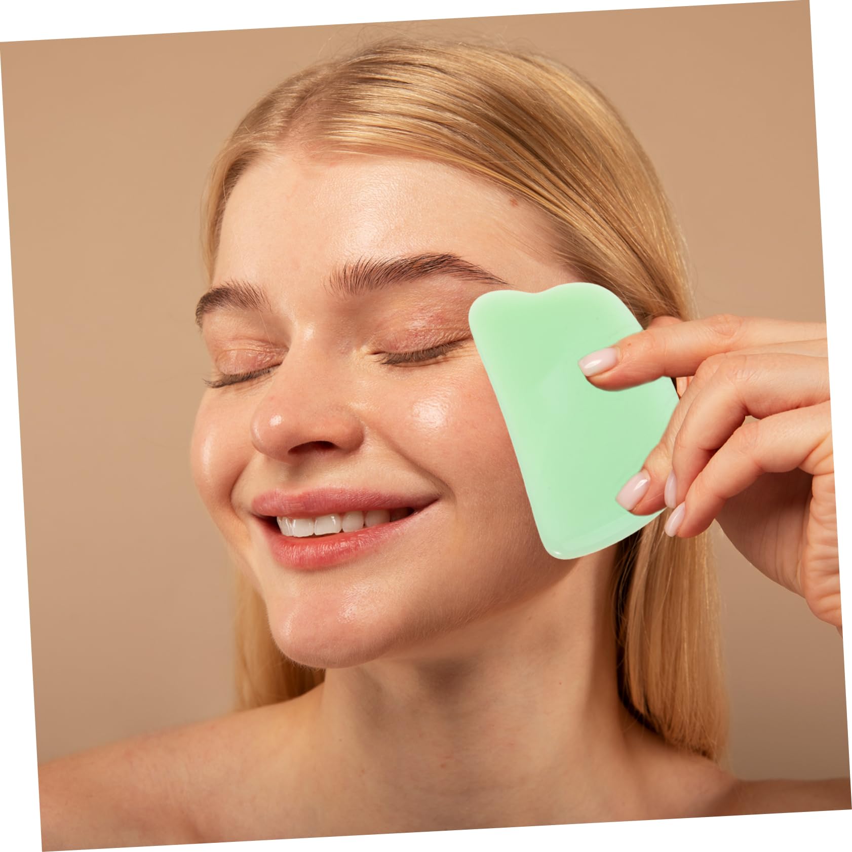 FRCOLOR 3 Sätze Gesichtsschabe-massagegerät Gua Sha Tools Gesichts Massage Gesichtspflege Facelifting Abs Punkt Muskelschaber-tool Gesichtsmassagegerät Jade Green 2 Stück * 3