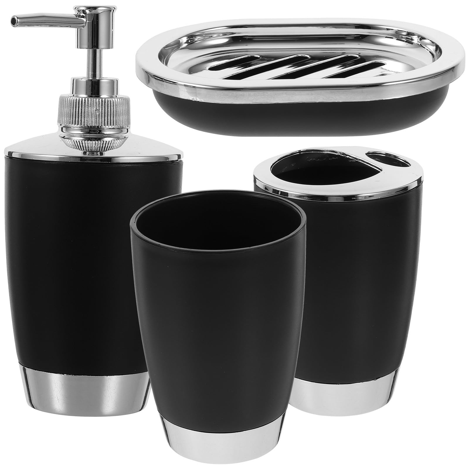 Juego de baño de 4 piezas negro para un hogar y baño organizado