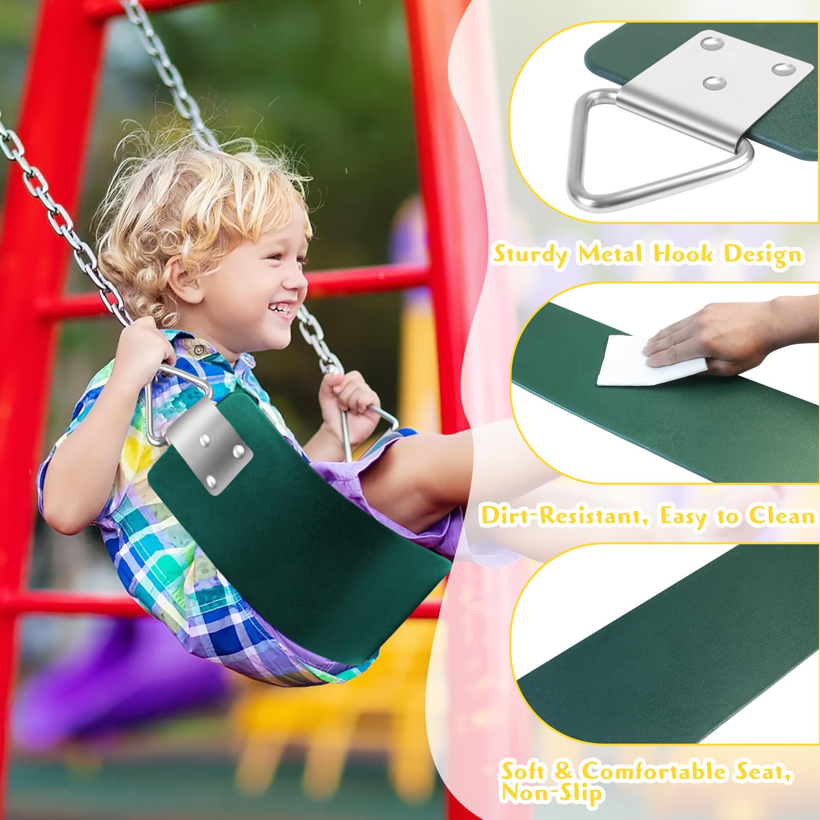 Set altalena EVA con catena antiruggine da 167,6 cm, verde