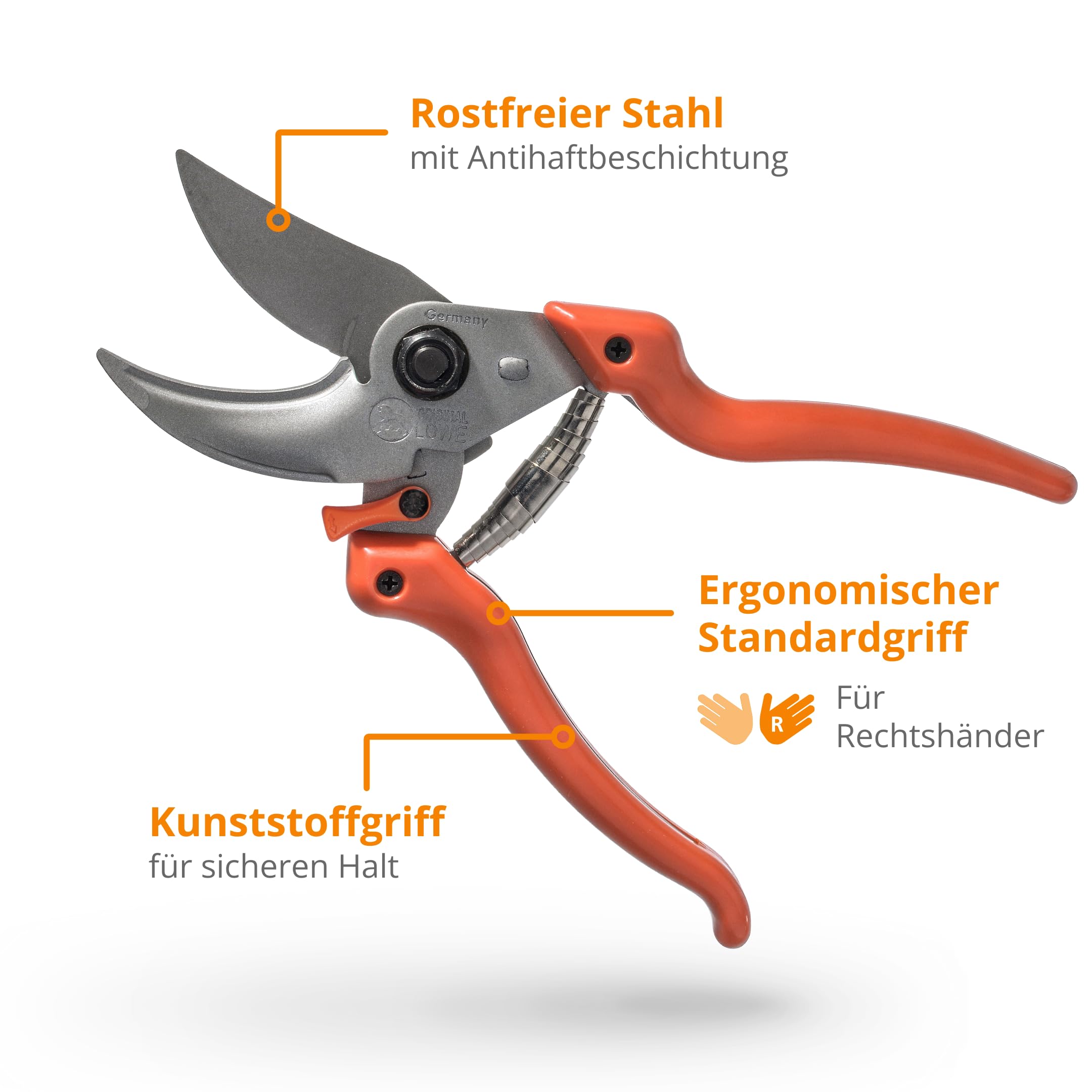 Original LÖWE 9 Bypass Gartenschere 9.104 mit stufenloser Griffweitenverstellung - scharfe Stahlklingen mit Antihaftbeschichtung ideal zum Schneiden von Pflanzen Rosen Schnittblumen
