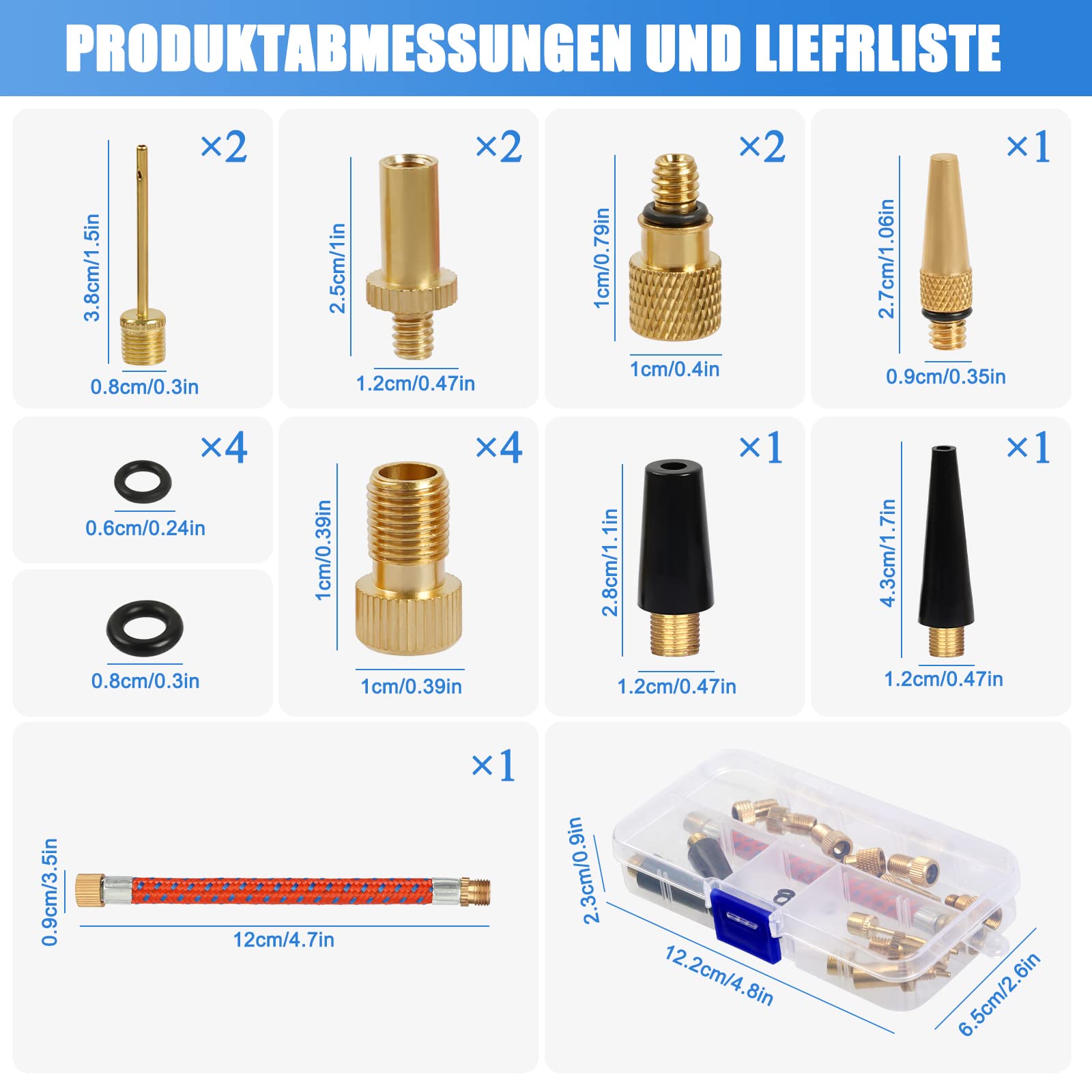 Kit 21 Pezzi Adattatori Valvola Per Bici - Per Gonfiare Palloni E Cuscini - Foto 4