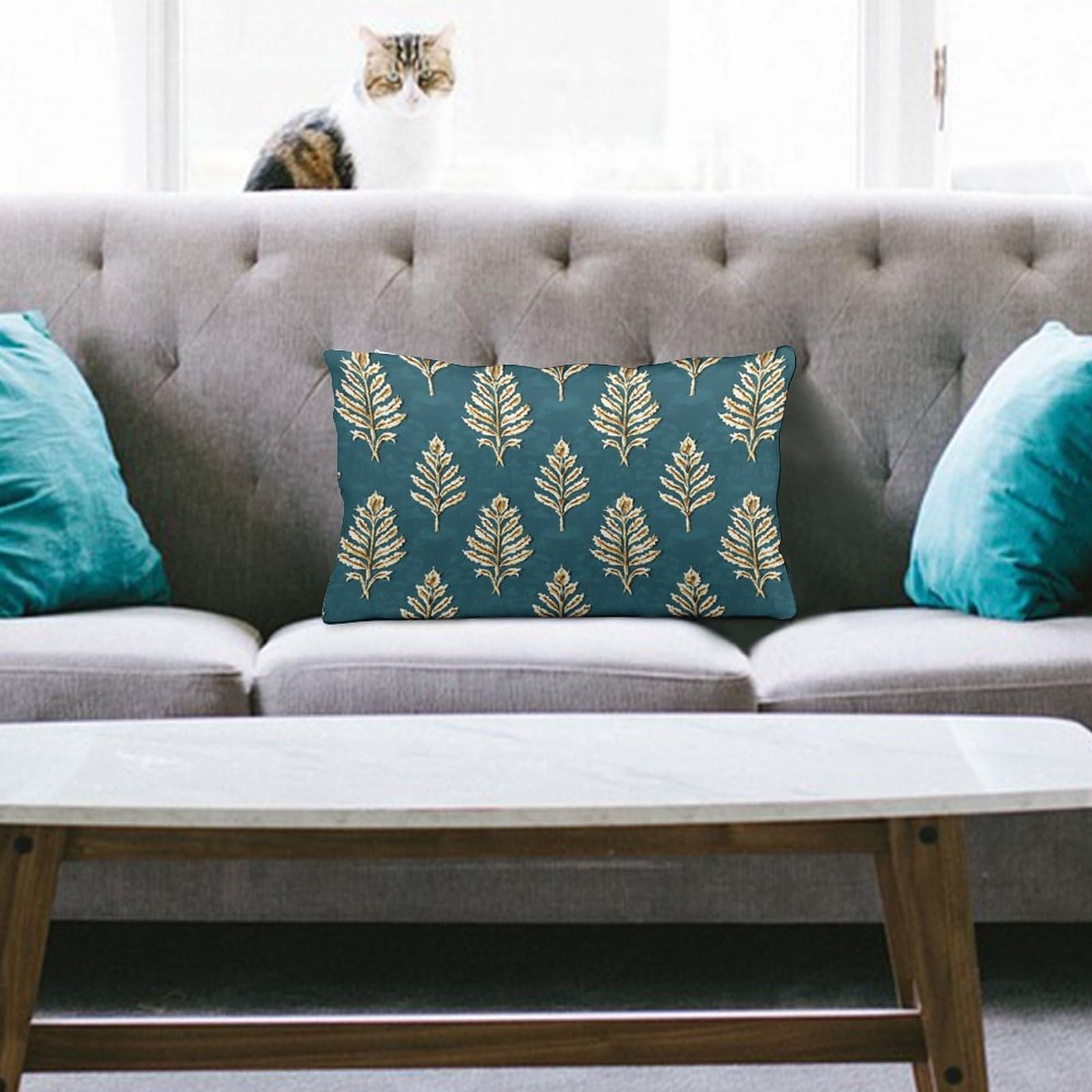 NTVOWPZO Decoration Throw Pillow Covers 8"x12" Pillowcases Covers Golden Repeating Pattern Soft Pillowcases Modern Farmhouse Home Decor Sofa Cushions Covers for Couch Bed Living Room