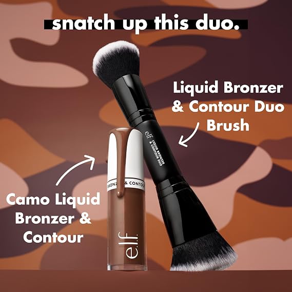 e.l.f. Camo Liquid Bronzer & Contour, Highly Pigmented, Natural-Looking Glowy Finish, Long-Lasting, Rounded Applicator, Vegan & Cruelty-Free, 7 Tan/Deep