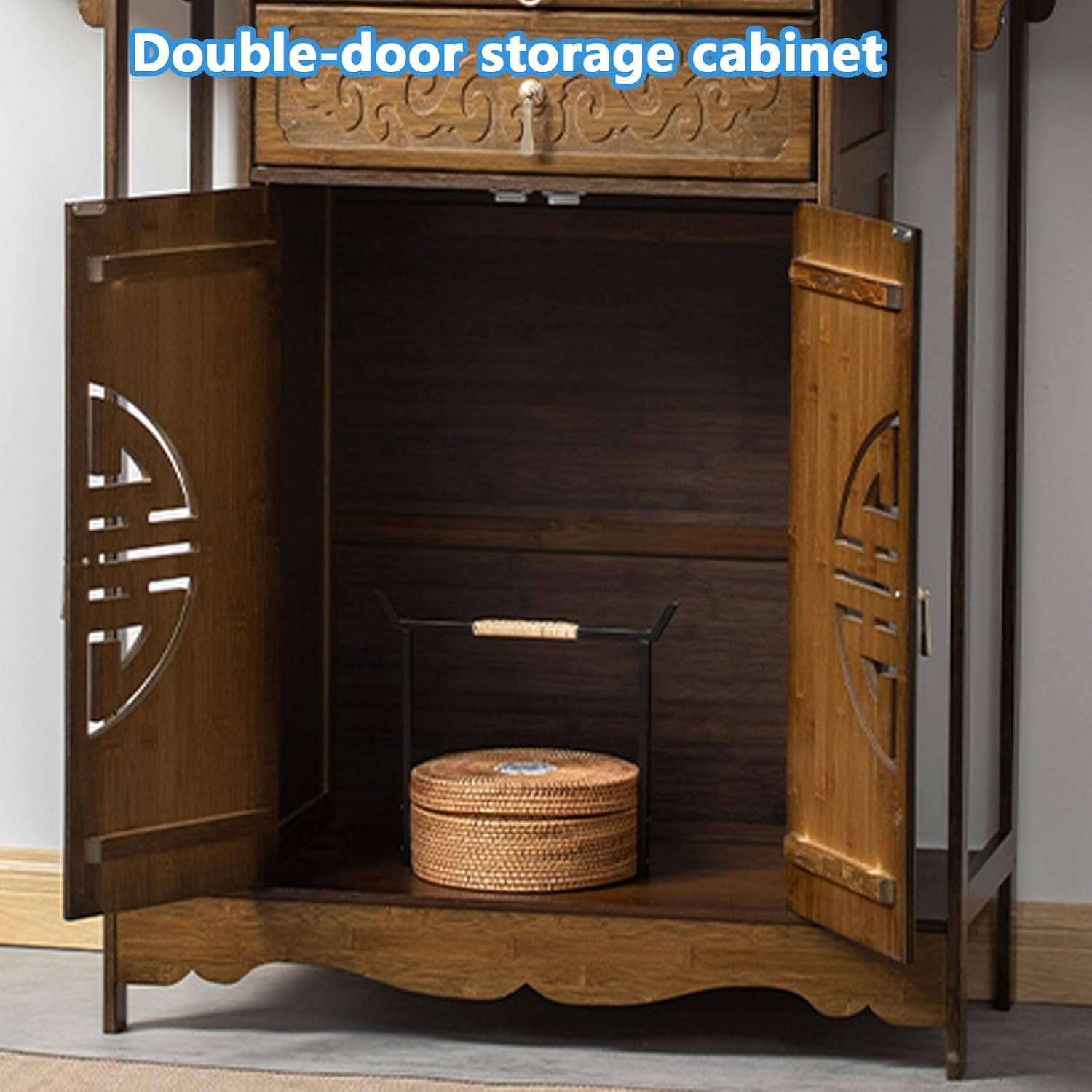 Meditation Altar Table Cabniat, Personal Meditation Shrine, Bamboo Meditation Altar Table, Prayer Bench with Storage, Buddhist Altar Cabinet for Small Spaces