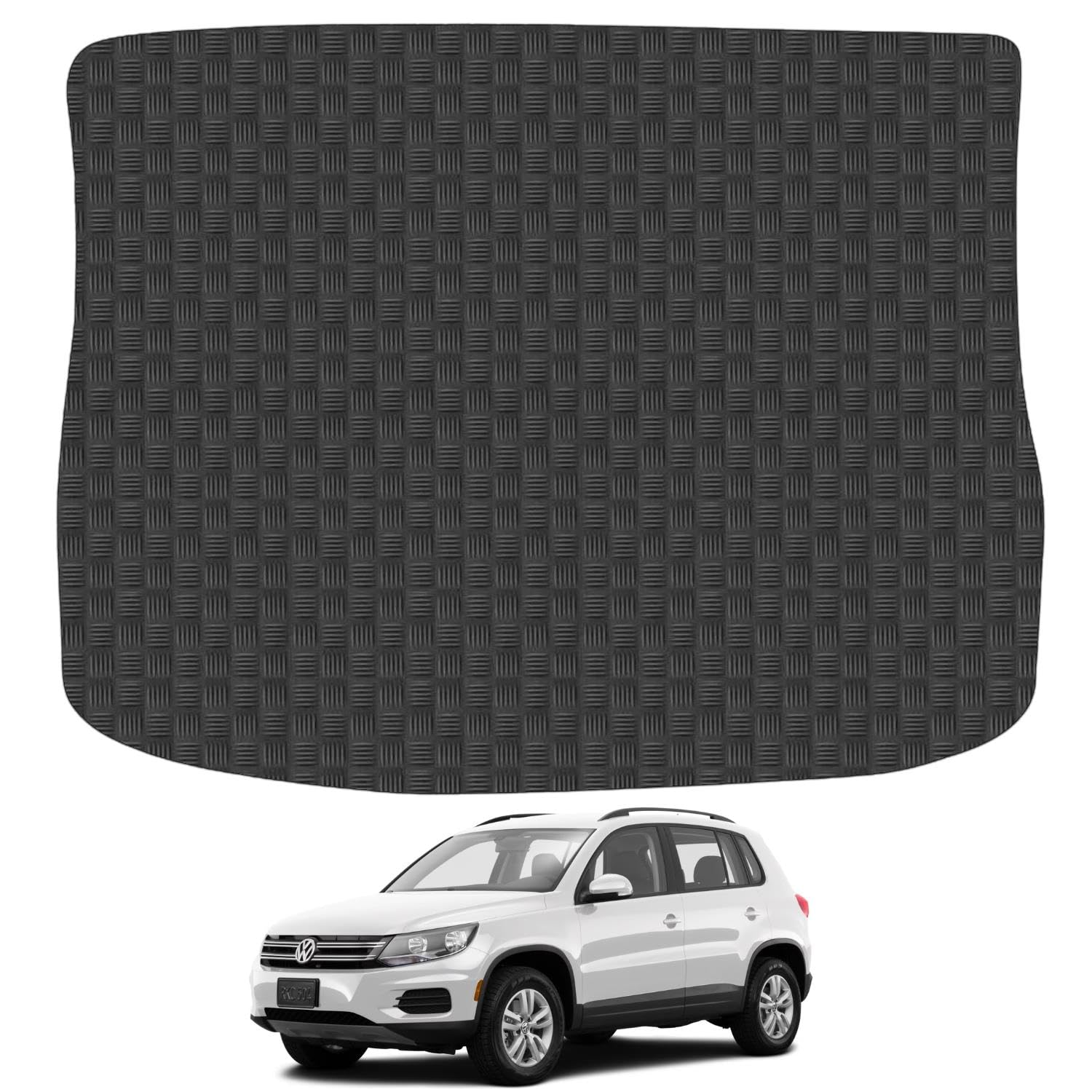 Rubber Boot Liner Compatible With VW Tiguan (2007-2016) Tailored Fit Heavy-Duty Premium 3Mm Rubber Protector Boot Mat Anti-Slip Durable Waterproof Custom Fit Dog Friendly