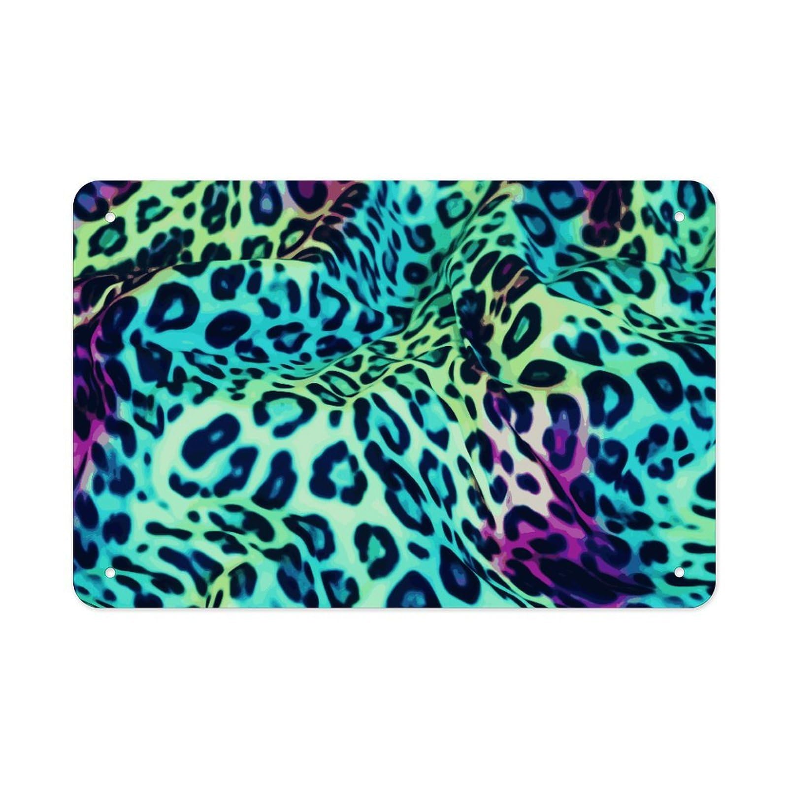 Fekiloot Style Green Leopard Metal Signs Wall Art Tin Sign