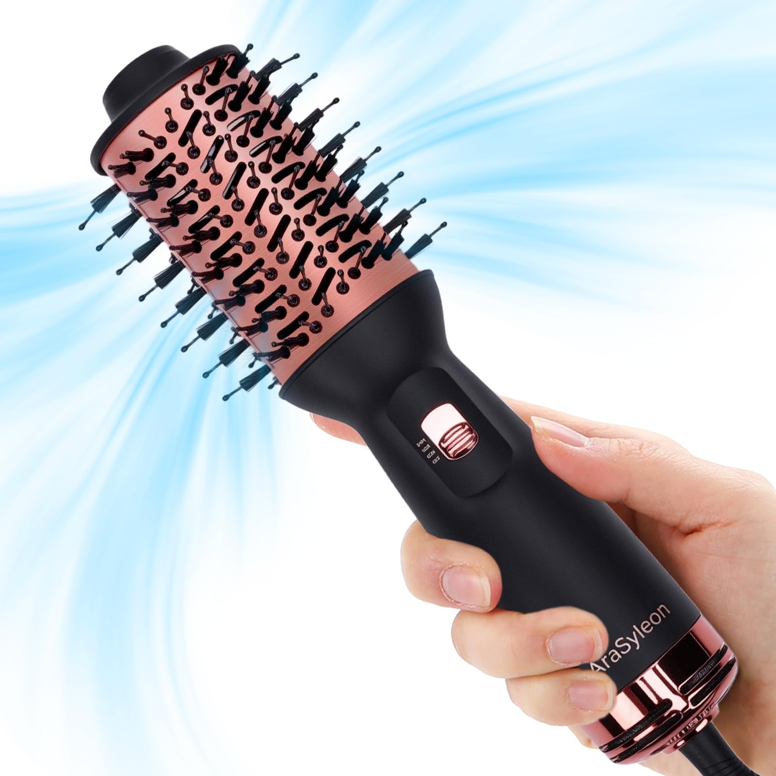 Brosse Soufflante de Voyage, Brosse Sèche-Cheveux 3-en-1 avec 3 Températures et 3 Vitesses, Ultra Légère 275g, 110-240V, 700W, Fournie avec Sac de Rangement et Gants Anti-Chaleur