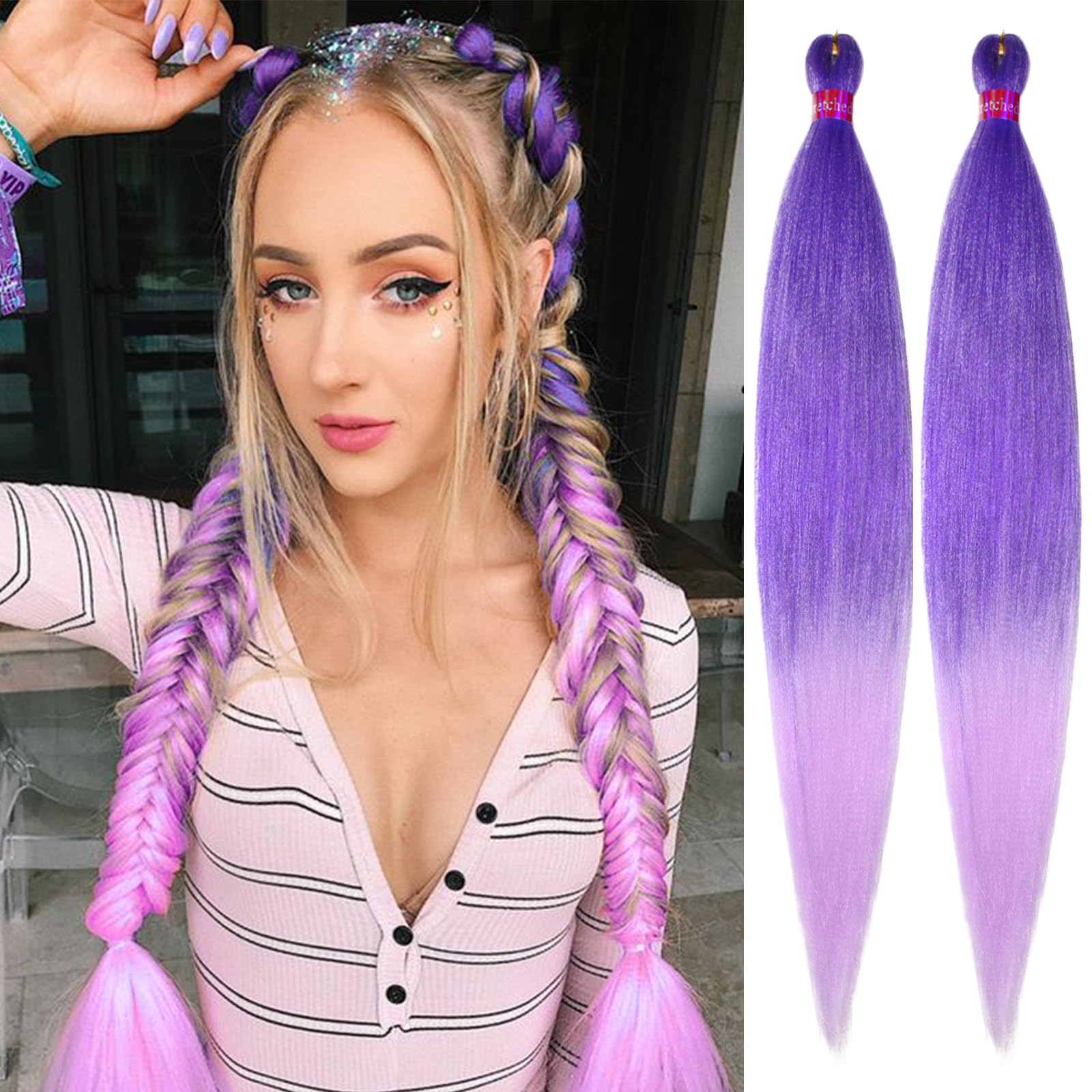 5 packs of PURPLE ombré braiding hair *NWT* Amazon.com : Ombre Light Purple Braiding Hair Pre Stretched  main image 2