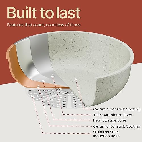 Miniatura 9 de Bakken-Swiss - Juego de utensilios de cocina desmontables de 15 piezas, antiadherentes de granito, ecológico, asas extraíbles apilables, para todas