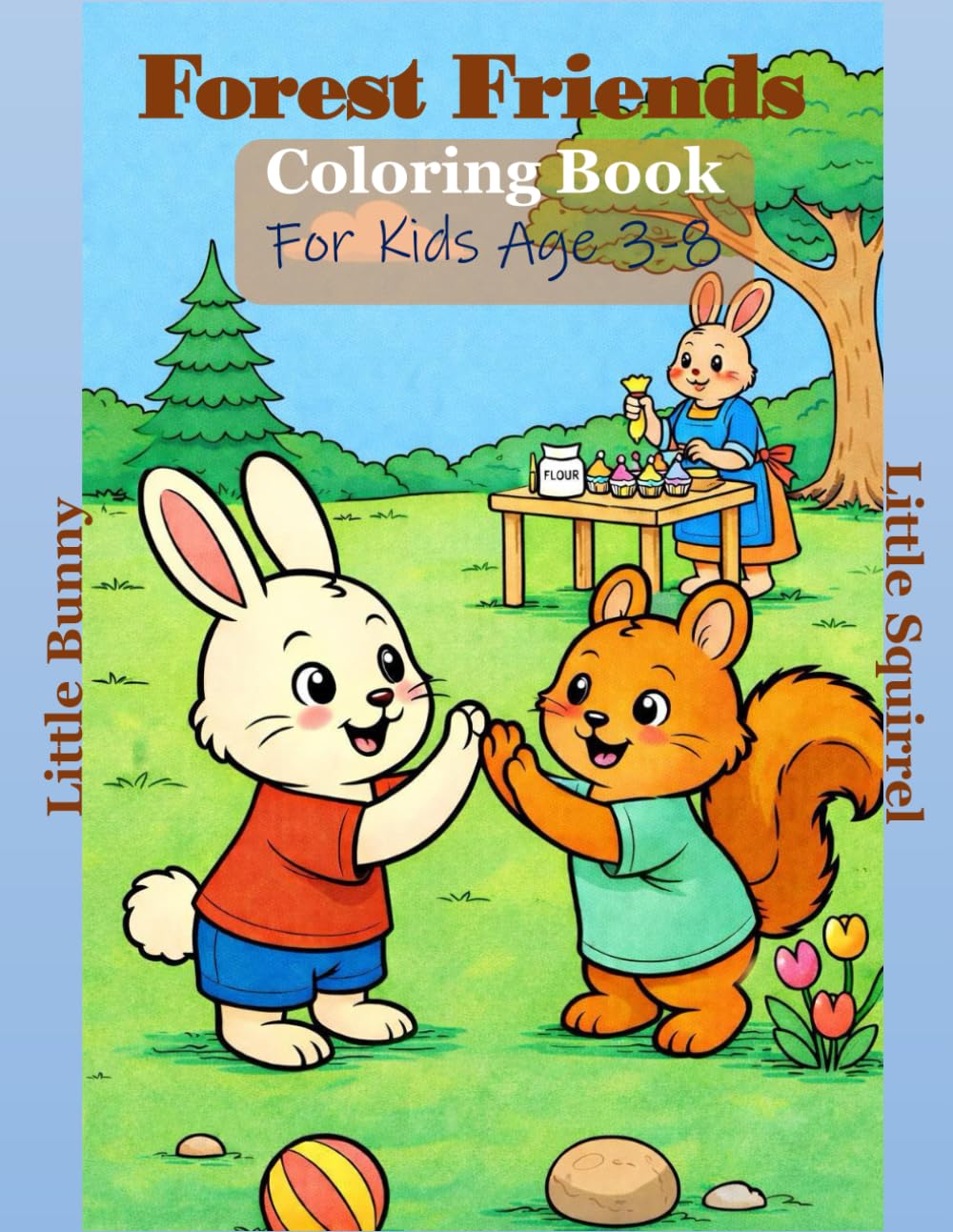 Forest Friends Little Bunny and Little Squirrel: Coloring Book For Kids Age 3-8
