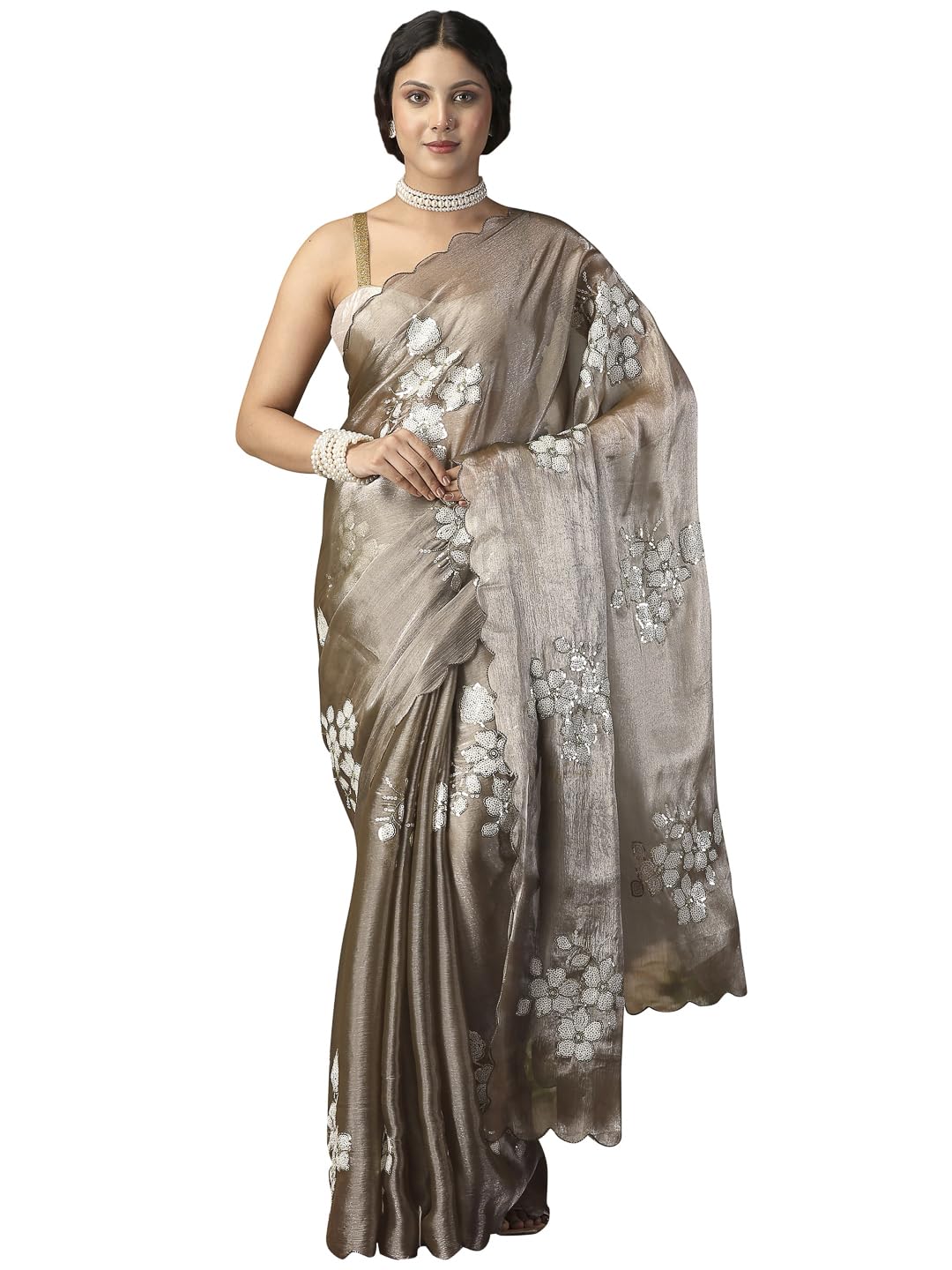garden vareli Chiffon Solid Saree with Blouse Piece-picture-4