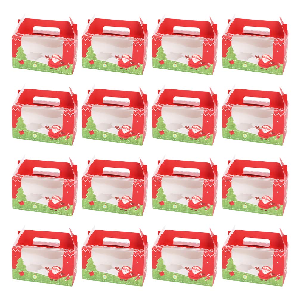Cabilock 20pcs Christmas Cupcake Boxes Window and Inserts Handy Cake Packaging Cases for Holiday Parties Birthdays and Weddings