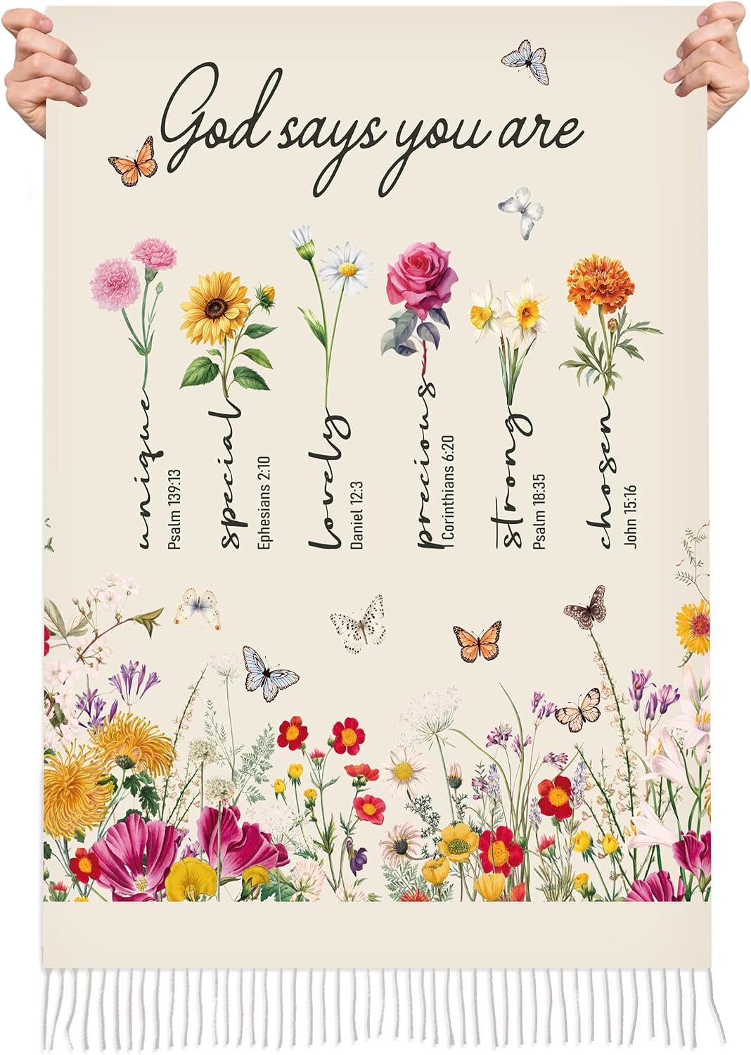 Prayer Shawls For Women Religious Christian Gifts Grandma Mom Inspirational Bible Pashmina Scarf Wrap (Colourful Flowers Sunflower Butterfly)