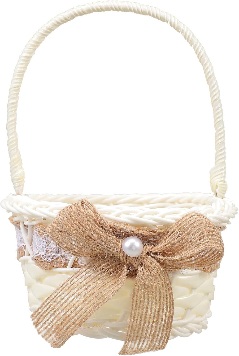 Wedding Flower Girl Basket 12x15cm Natural Jute round Woven Petal Basket for Bride and Flower Ceremony Party Supplies
