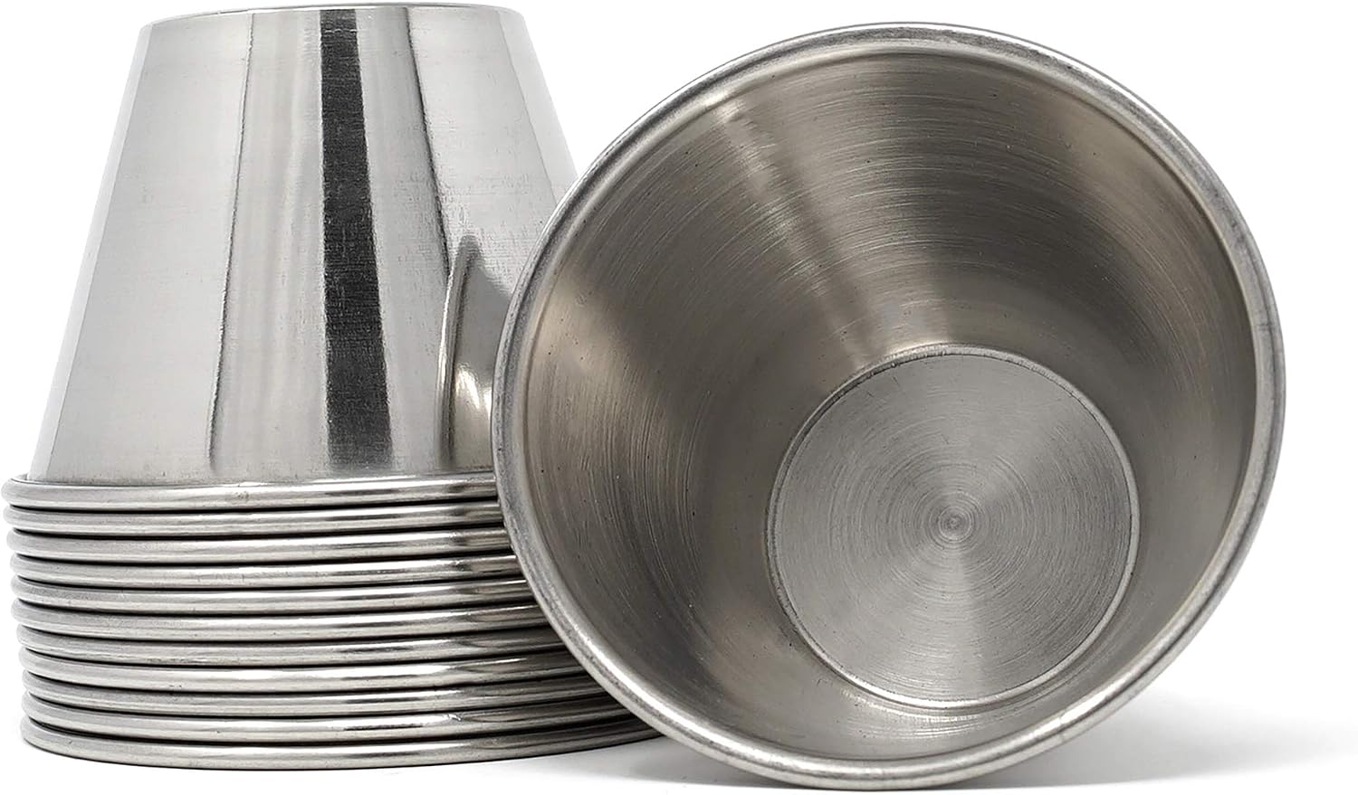 Winco SCP-40, 4-Ounce Stainless Steel Round Ramekin Condiment Sauce Cups, 1 Dozen Pack