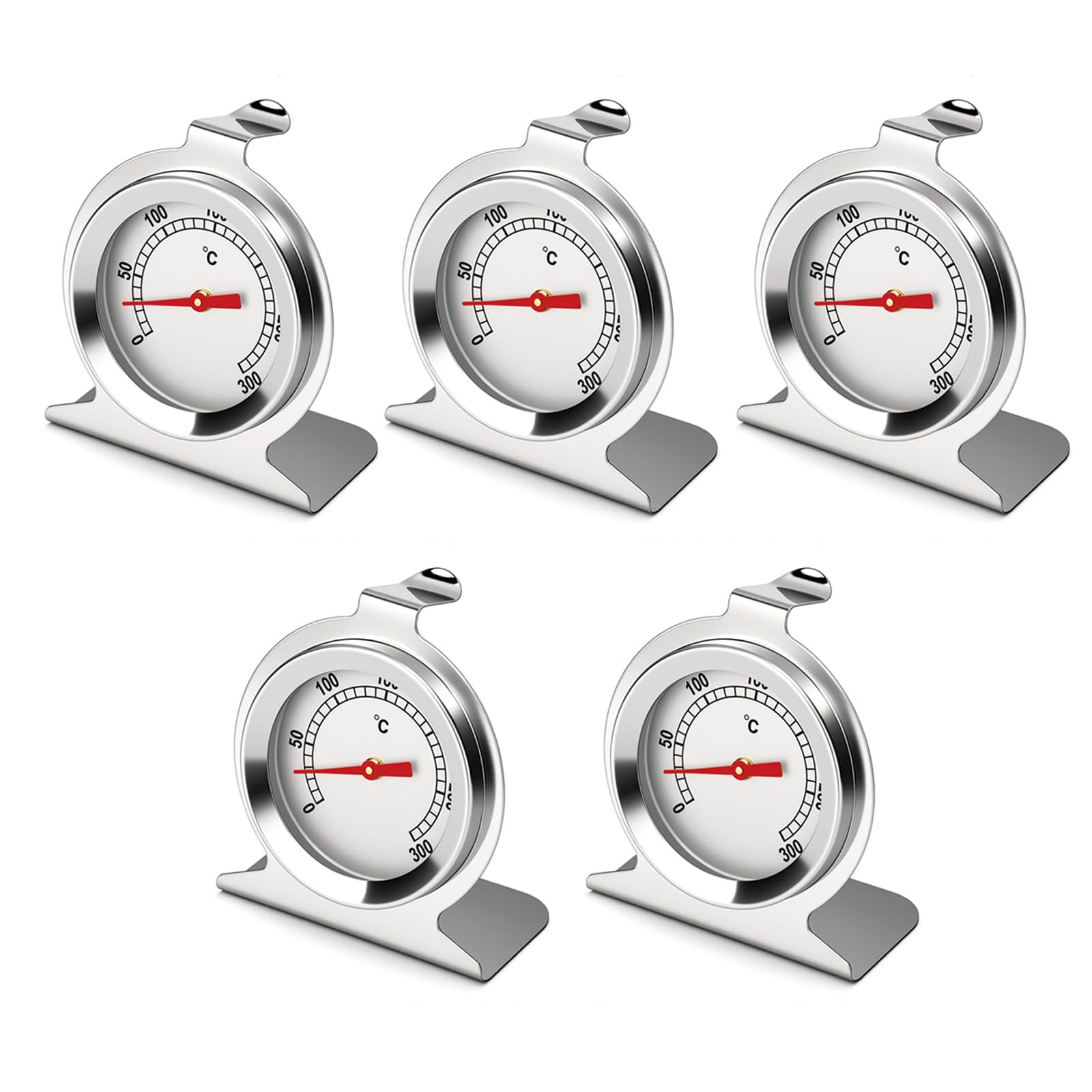 MEANLIN 5PCS Termómetro de horno, 0-300℃ indicador de temperatura de dial de acero inoxidable, termómetro de pie resistente a altas temperaturas para horno y parrilla