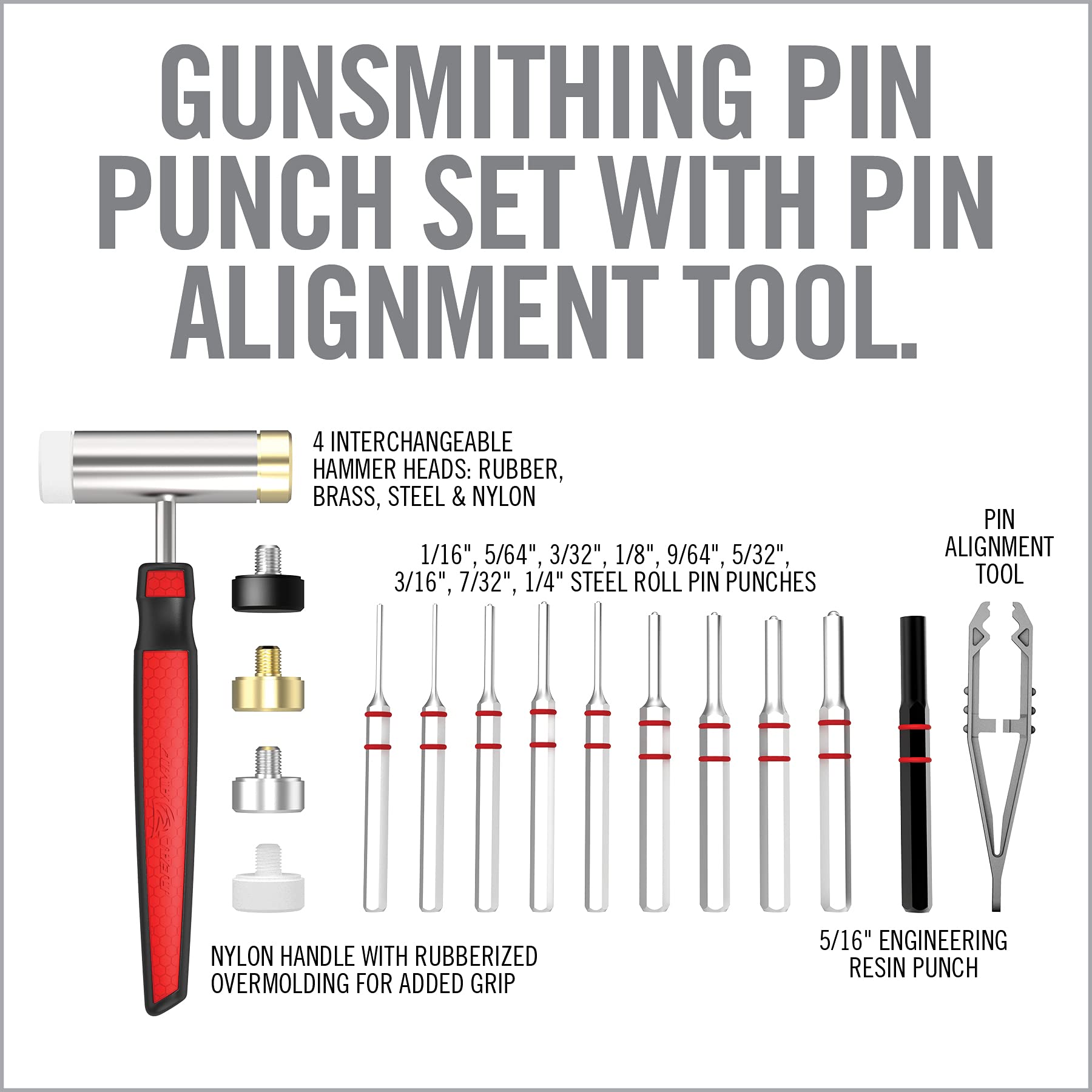 Real Avid Hammer & Roll Pin Punch Set I Gunsmithing Tools Set with