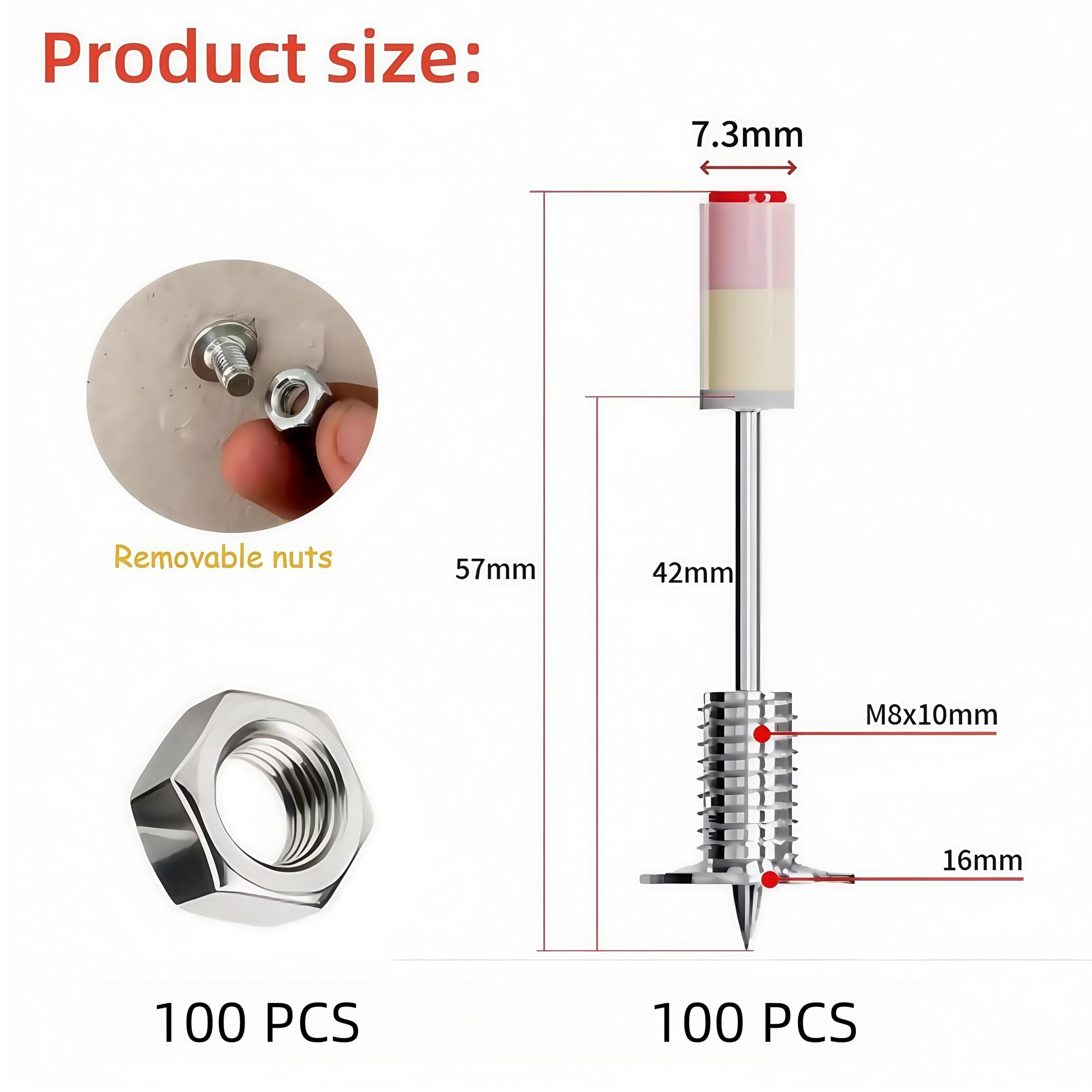 Chiodi Per Sparachiodi Manuale - 300 Pezzi, 42mm X 7.3mm - Per Cemento, Ferro, Soffitti - Fissaggio Rapido - Foto 7