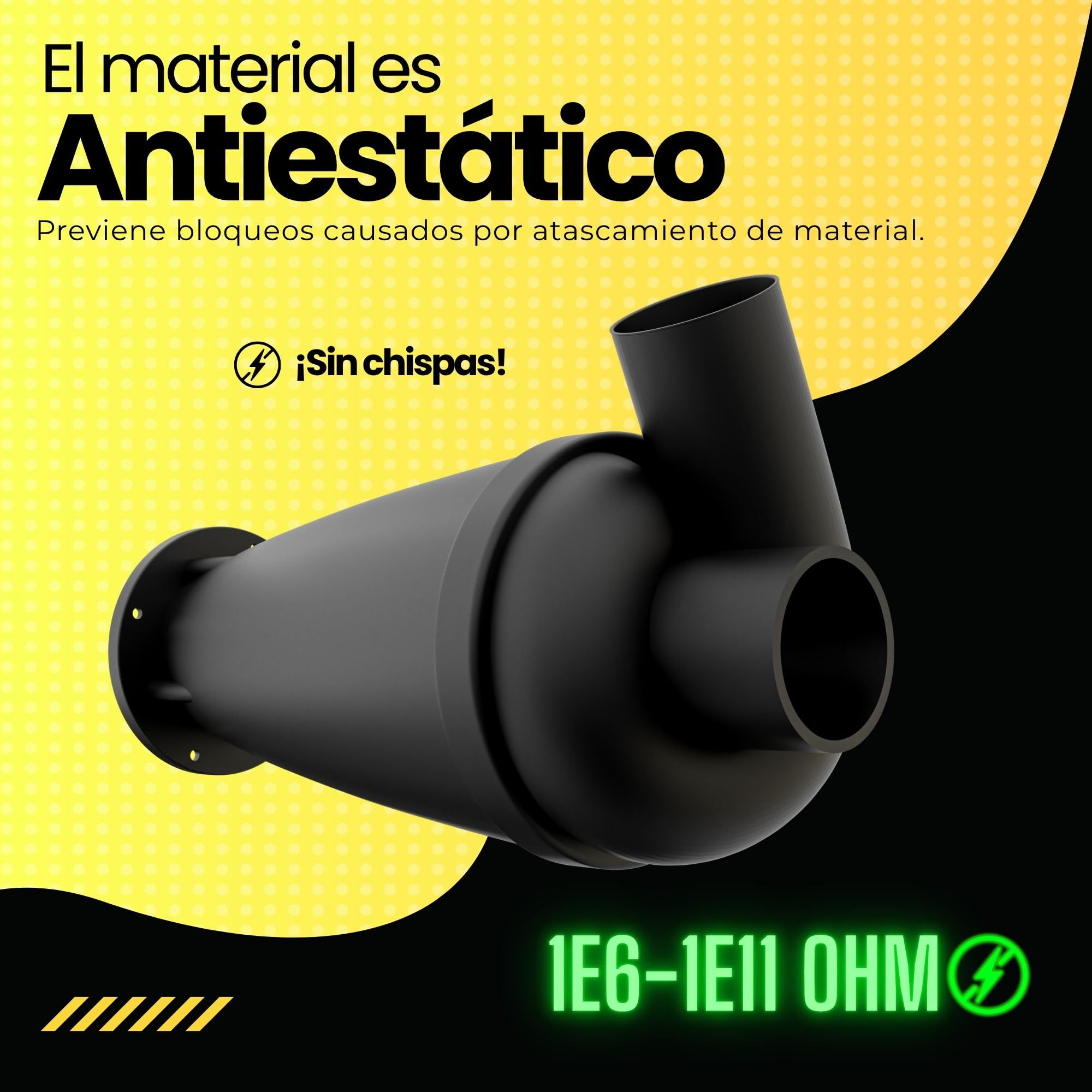 Colector de polvo ciclónico - Taller de extracción - Sistema de extracción de virutas - Colector de polvo ciclónico - Extracción de virutas para aspiradora - antiestático