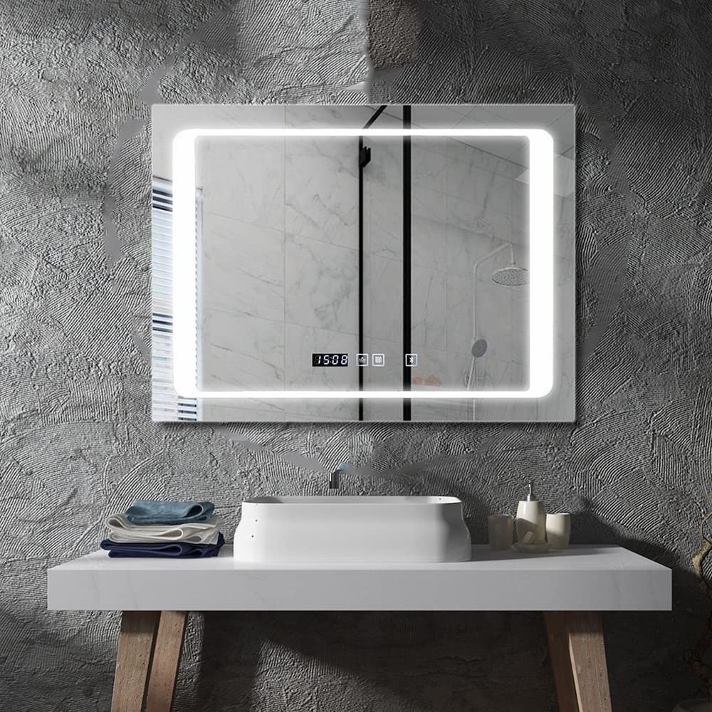 ENER-J 800 x 600 MM Bathroom Mirror with Bluetooth Speaker - LED Illuminated - Dimmable Touch Switch - CCT Changing