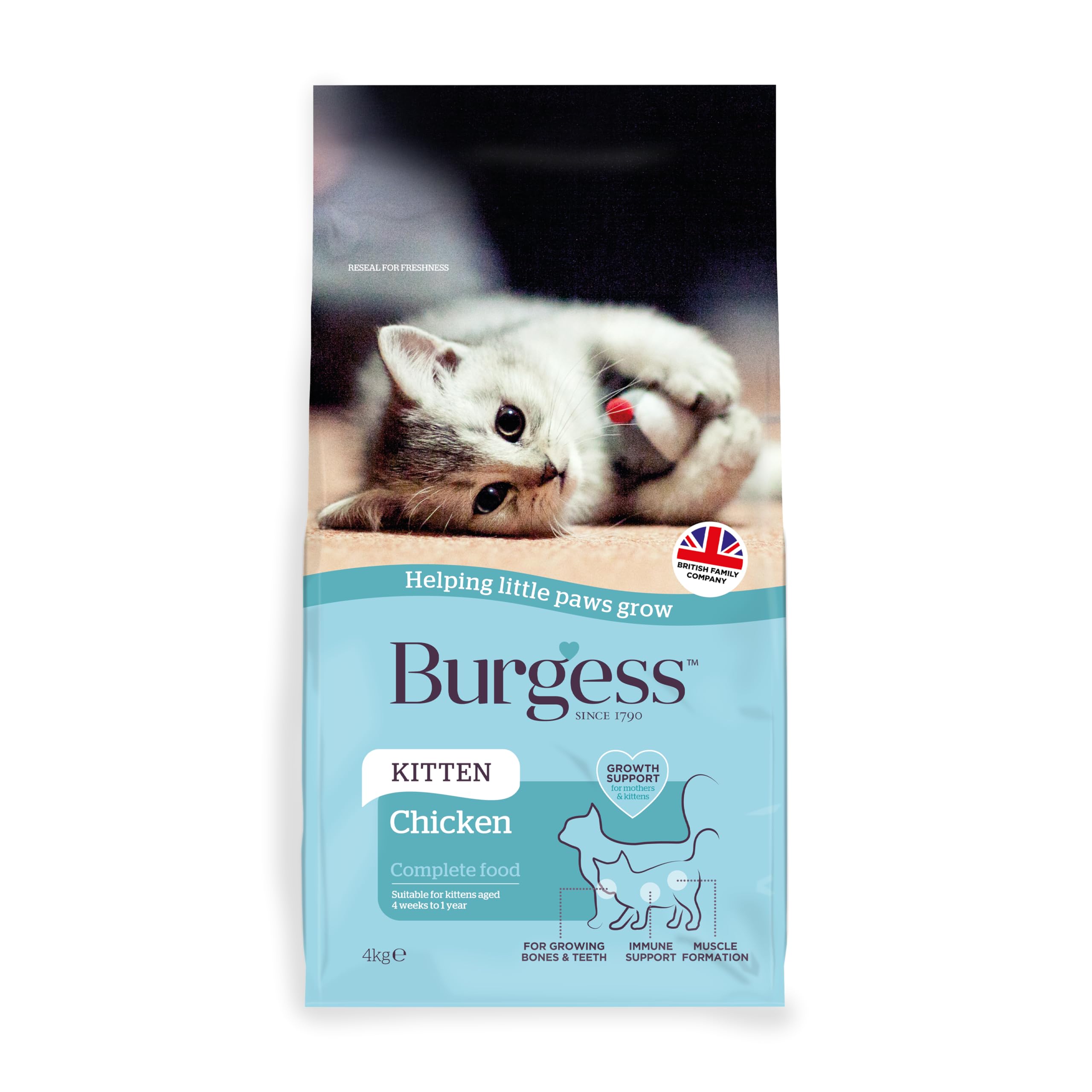 Burgess Cat, Dry Kitten Food with Chicken, 4 kg