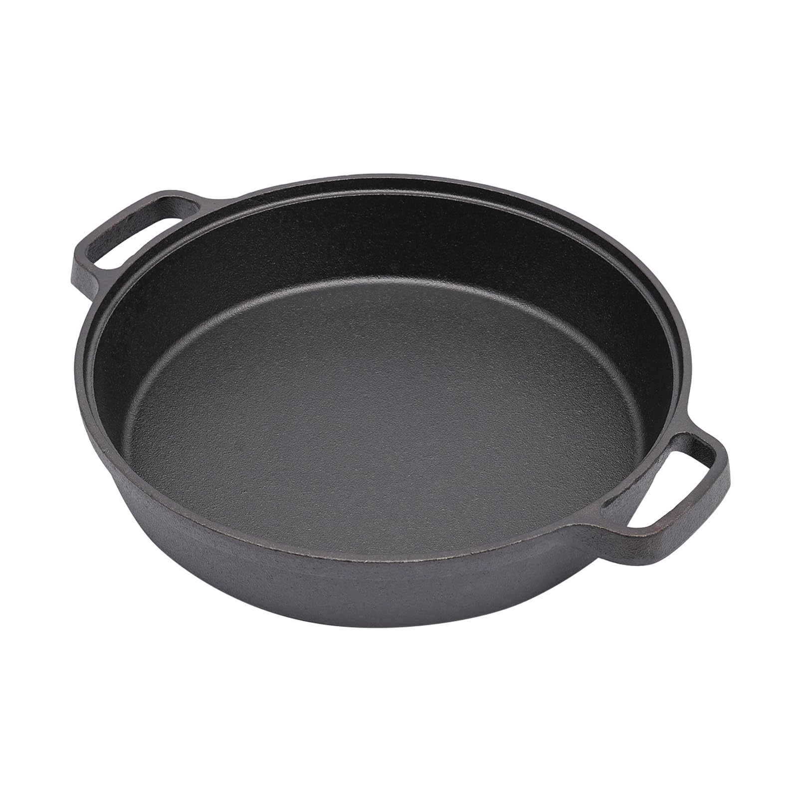 Sartén de hierro fundido – Ø 25 cm – Sartén de hierro fundido con mango doble – Sartén parrilla para inducción y fuego abierto