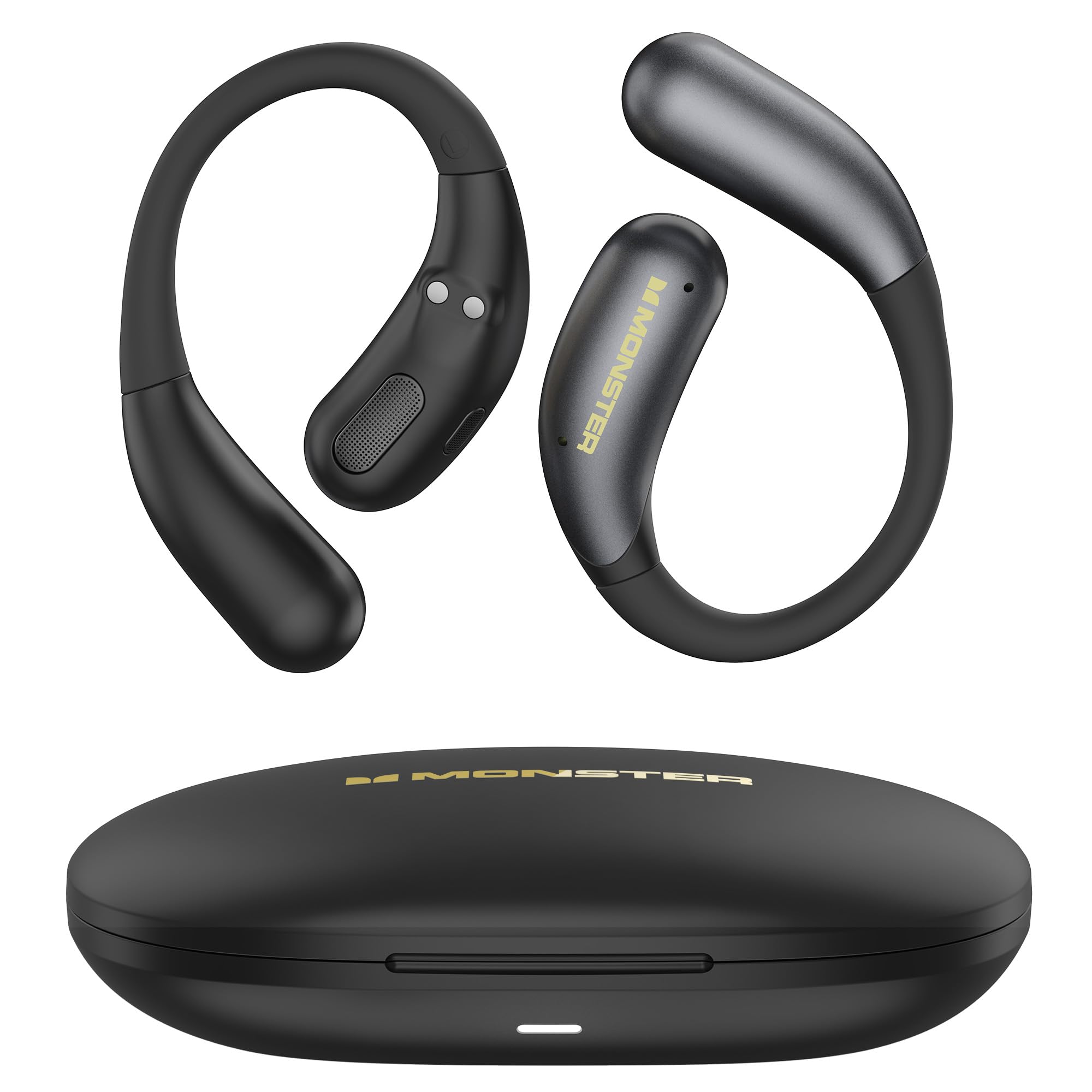Monster Open Ear Earbuds AC229, Wireless Earbuds with 40H Playtime, Fast Charging, BT6.0 Touch Control Open Ear Headphones, Earhook Earphones with Microphone, Lightweight for Running, Black