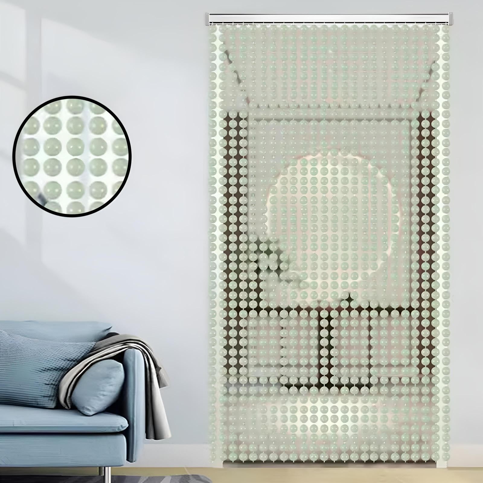 Eiauiuo One Color Bead Curtain For Room Divider – Decorative Acrylic Beads String Curtain For Door, Partition & Window – Diy Kit For Living Room, Bedroom, Home Decor – Hanging Bead Curtain For Interior Spaces(1