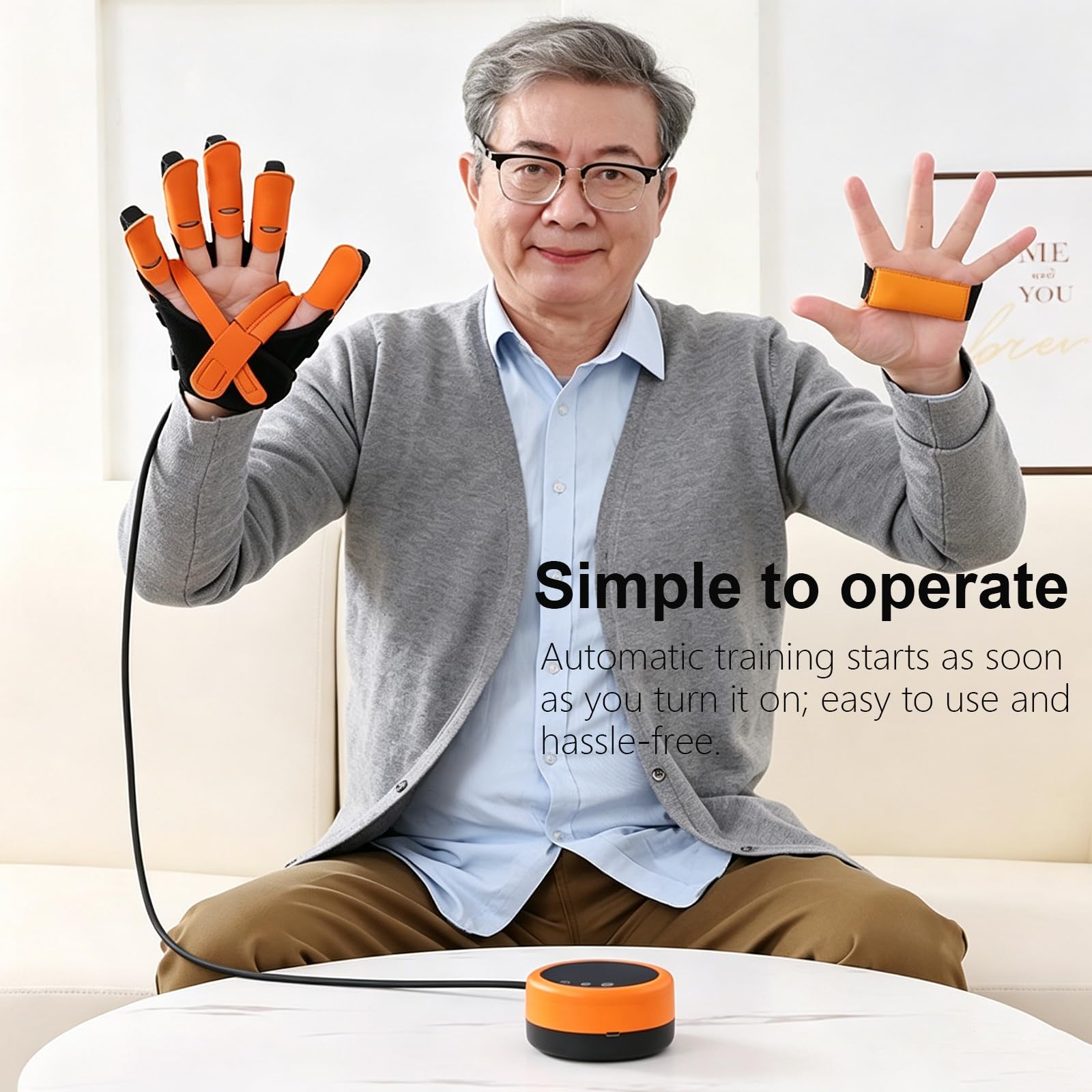 Guante Robótico De Rehabilitación para La Mano, Dispositivos para Fortalecer La Mano, Equipo para La Recuperación De La Función De Los Dedos, Velocidad Ajustable Left Hand M